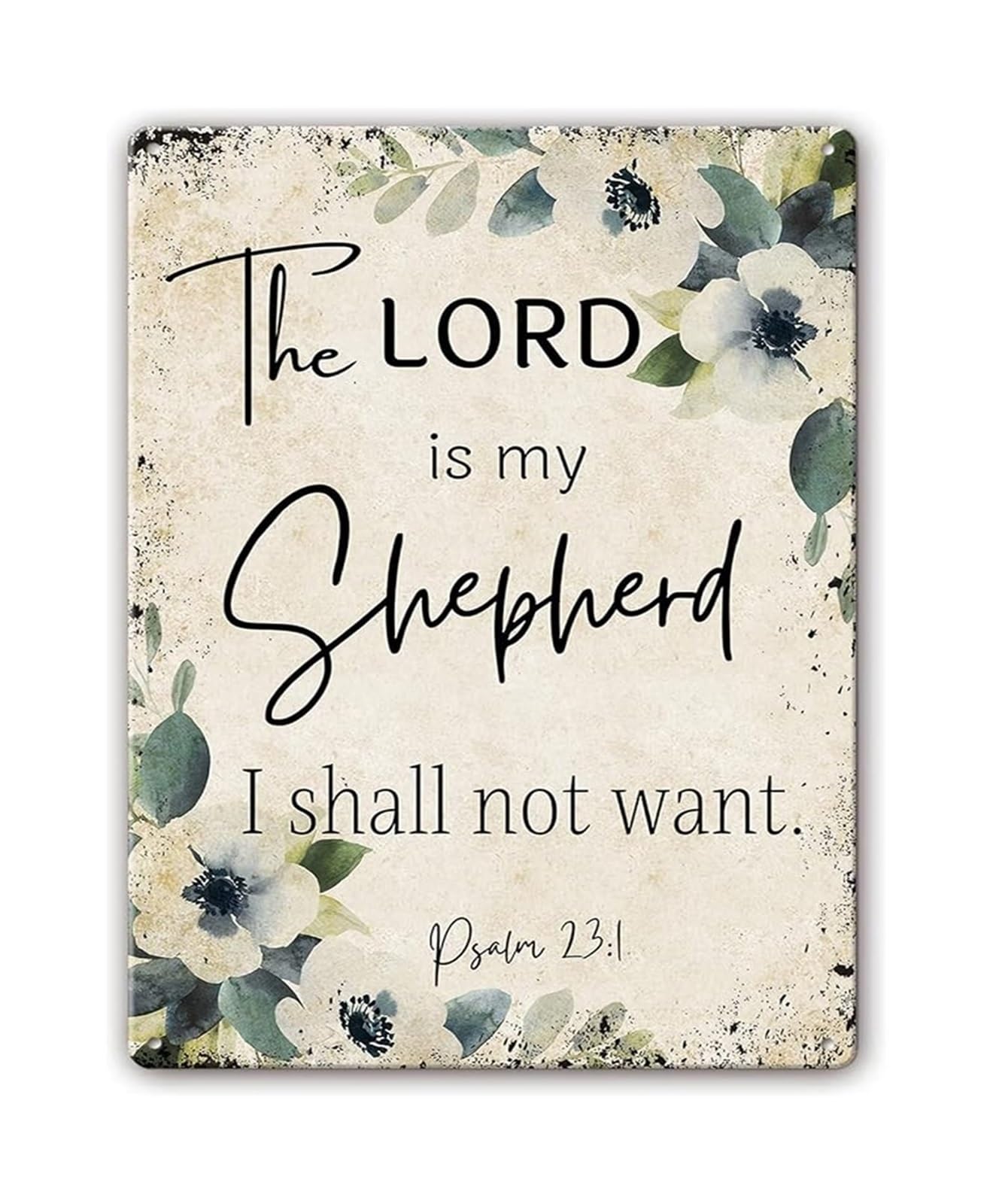 NWPNLXEA Inspirational Bible Verse Metal Sign The Lord Is My Shepherd for Home Church Office Faith Decor (8 X 12 in)