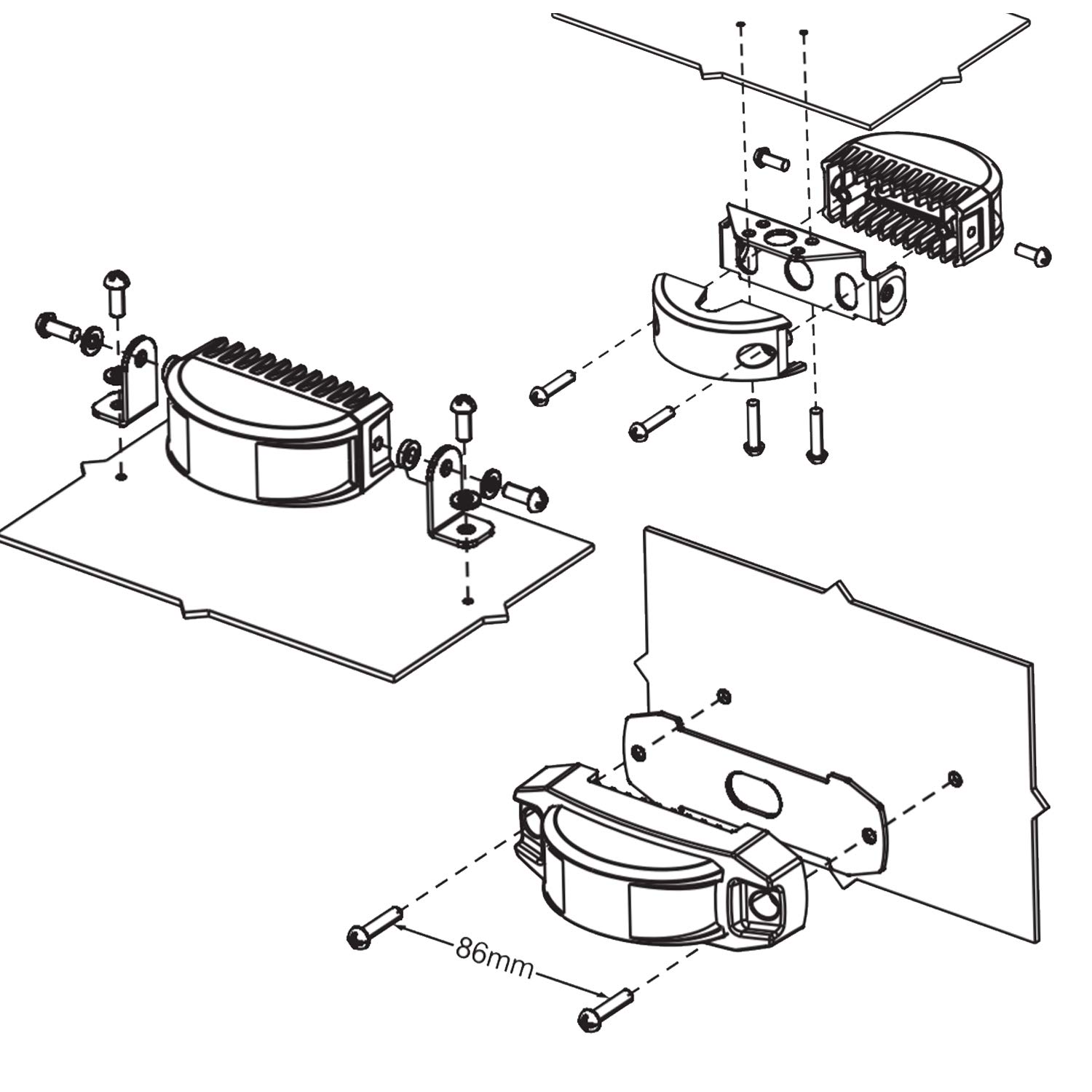 LED-MARTIN X180 Blitzmodul - 180° Abstrahlung - blau/gelb zweifarbig - versch. Haltersätze