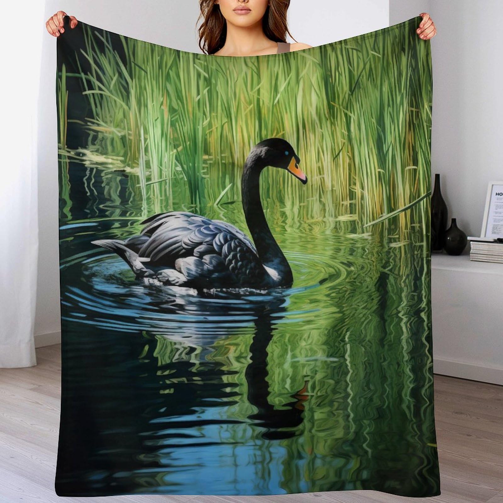 Couverture cygne douce en flanelle le cadeau idéal pour réchauffer le canapé