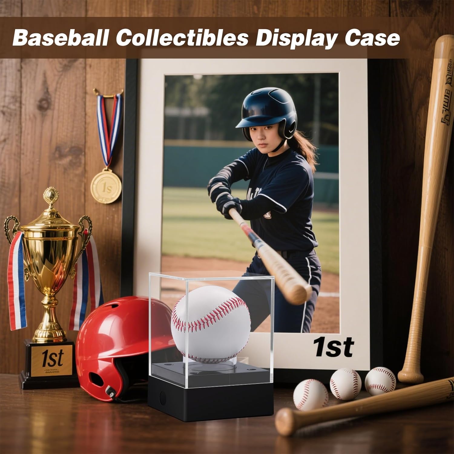 Clear Baseball Display Case with Led Light, Lighted Baseball Case for Display, Acrylic Baseball Holder Display Case, UV Protected Clear Baseball Stand for Memorabilia Baseball Gifts - Image 7