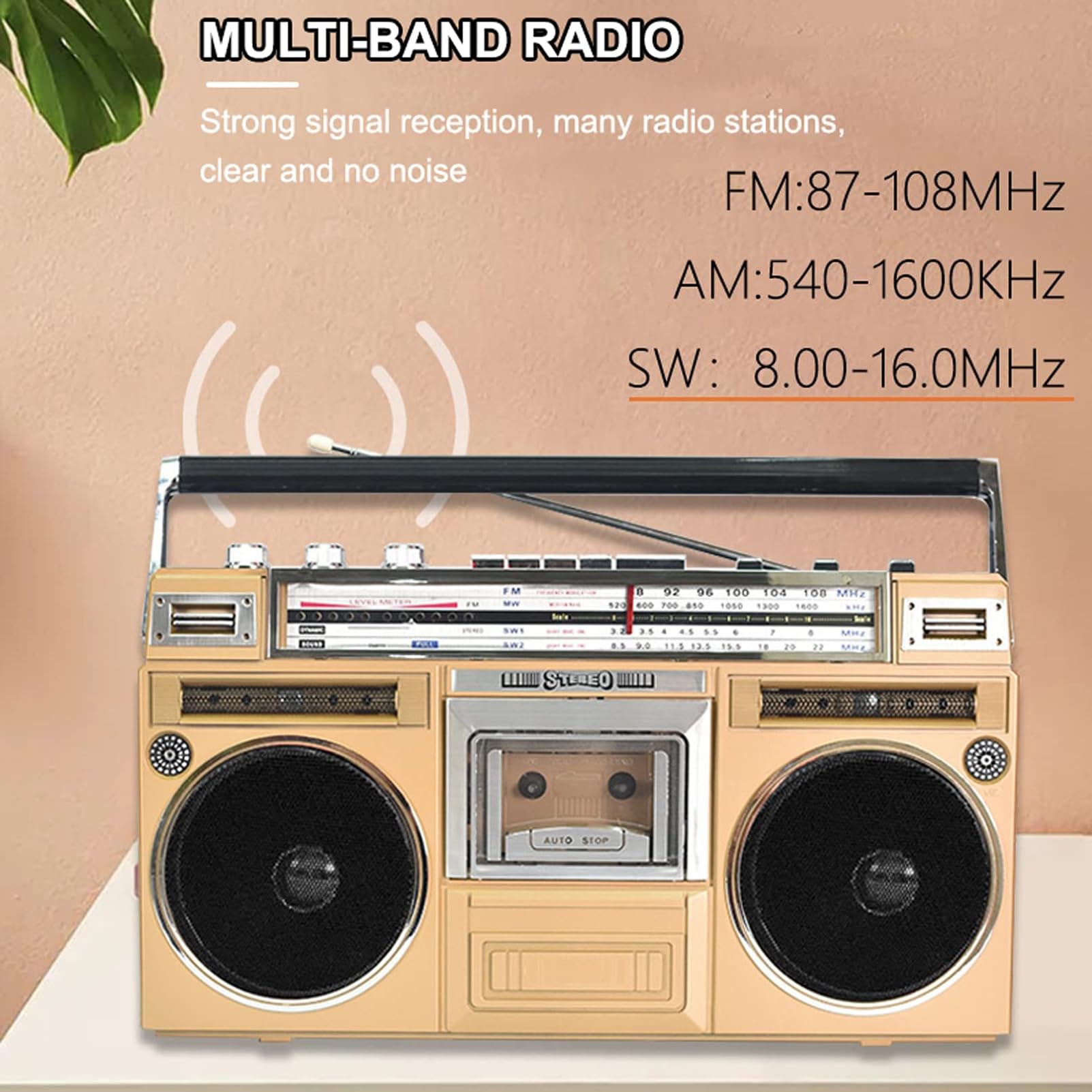 Boombox portatile con lettore di cassette, radio DAB, registrazione USB, Bluetooth, perfetto per riunioni di famiglia e viaggi