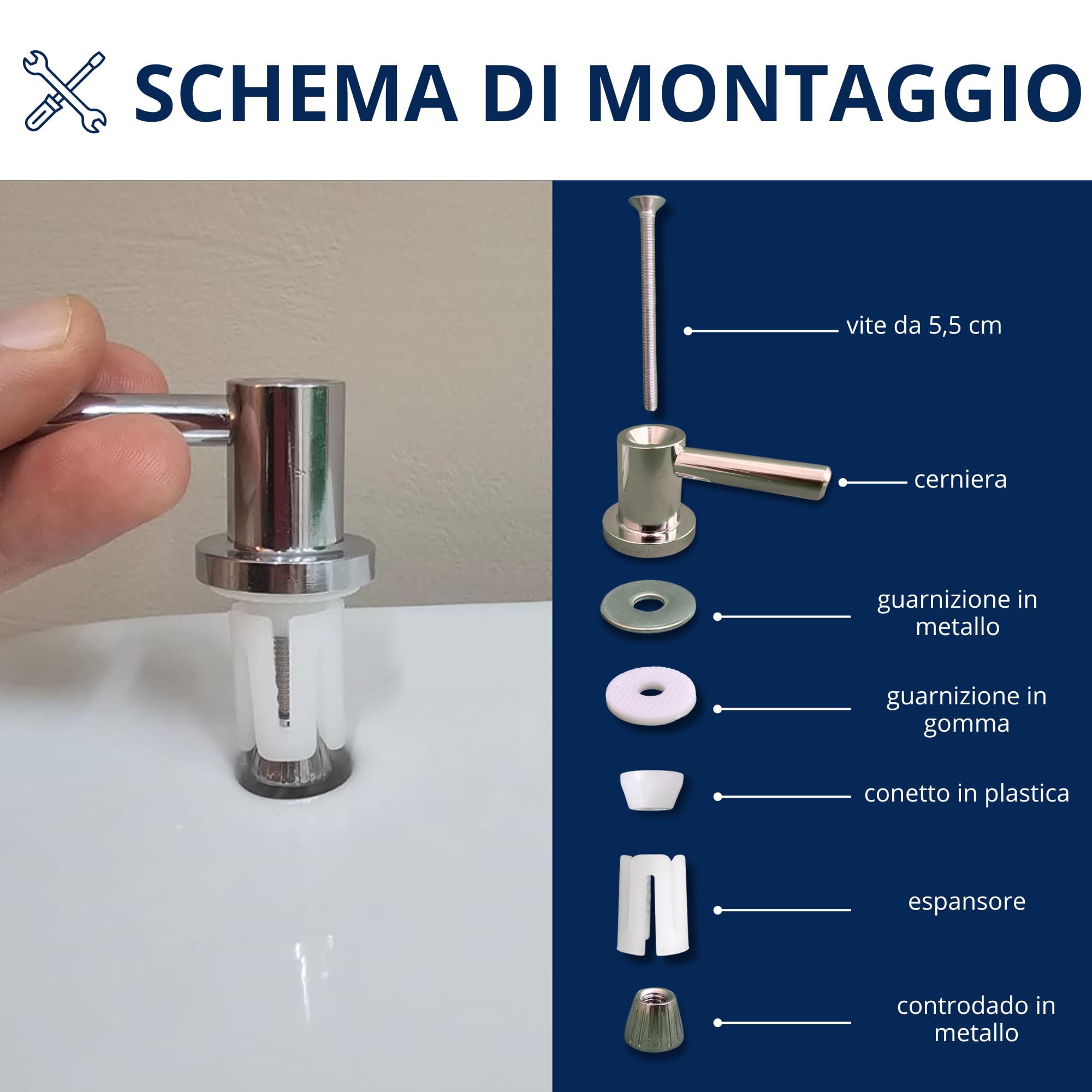 HYDRO HOME Cerniere tavoletta WC Pozzi Ginori, fisse con fissaggio dall'alto, kit 2 cerniere con brugola inclusa, compatibili con molti modelli, ricambi tavoletta WC
