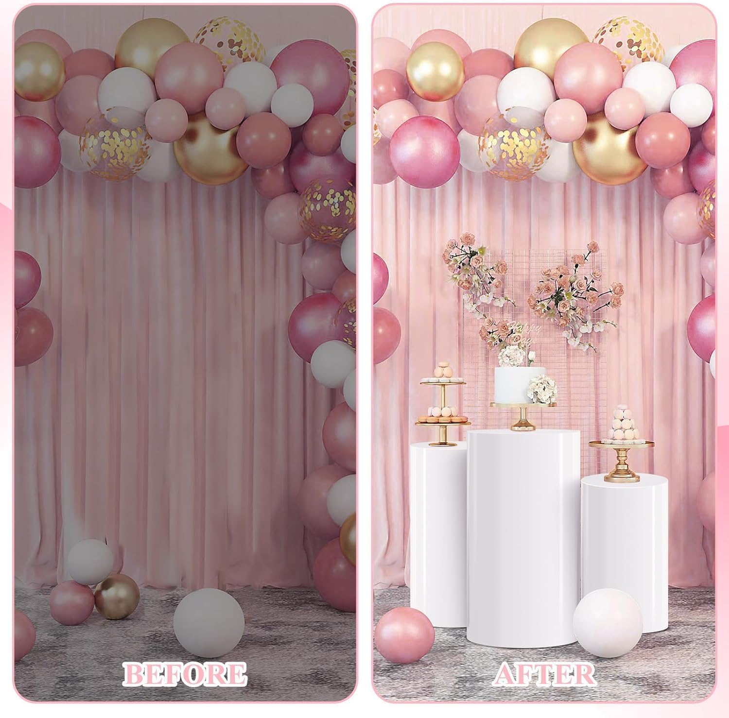 HoldOneLight 5-Pack weiße Zylinder Sockel steht - Runde Display-Säulen für Kuchen, Blumen, Party Tischdekorationen, Sockel für Parteien, Event-Deko (Hochzeit, Babyshower, Geburtstag)(5PCS)