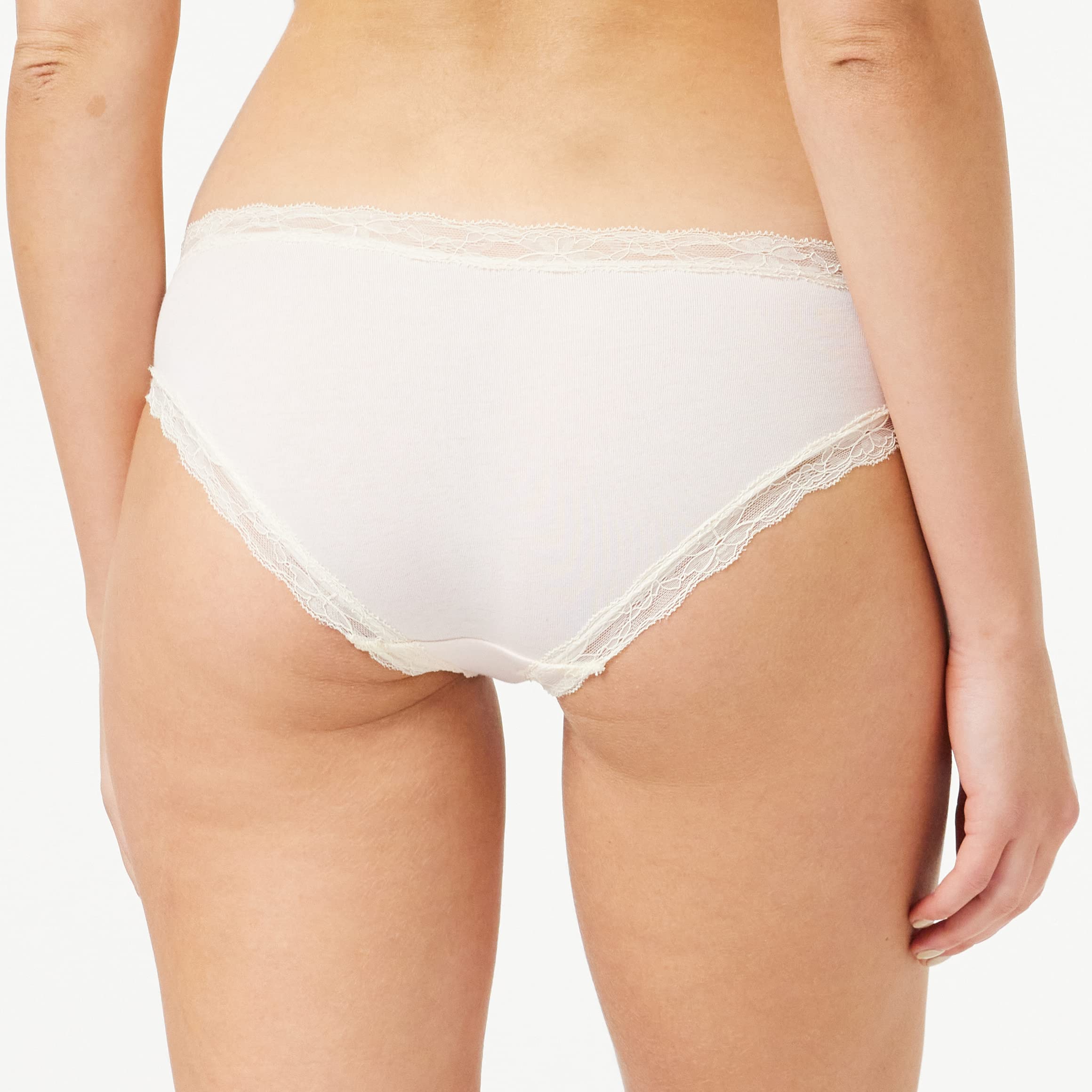 Iris & Lilly Intimo Hipster in Cotone e Pizzo Donna, Pacco da 5