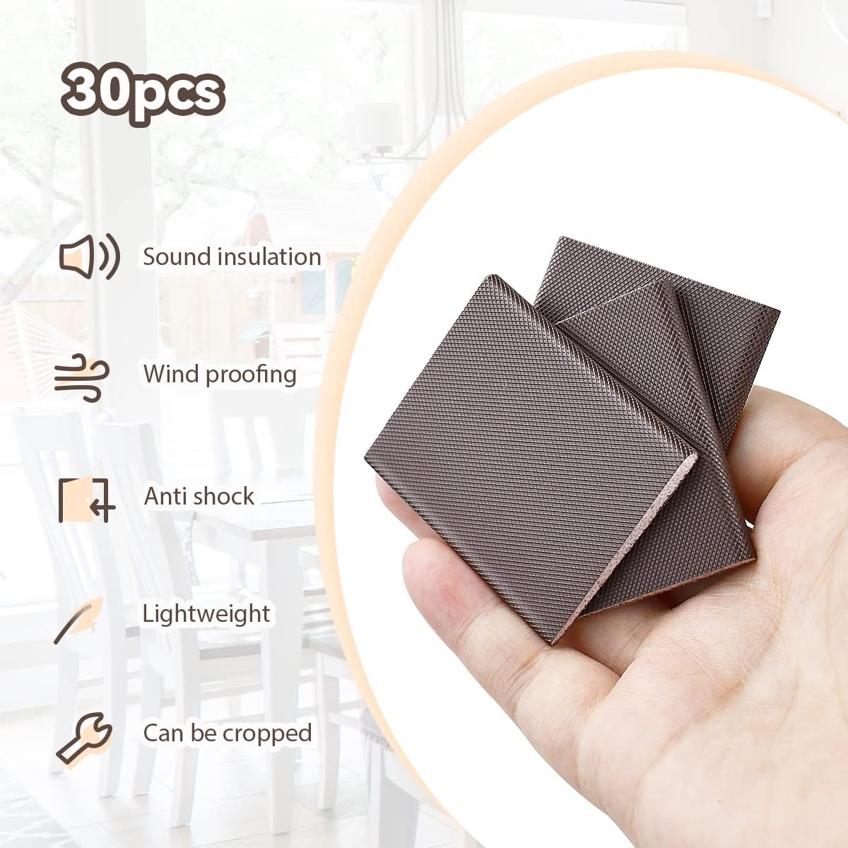 30pcs Door Corner Seals - Exterior Self-Adhesive Door Frame Seal & Draft Stopper (Brown)