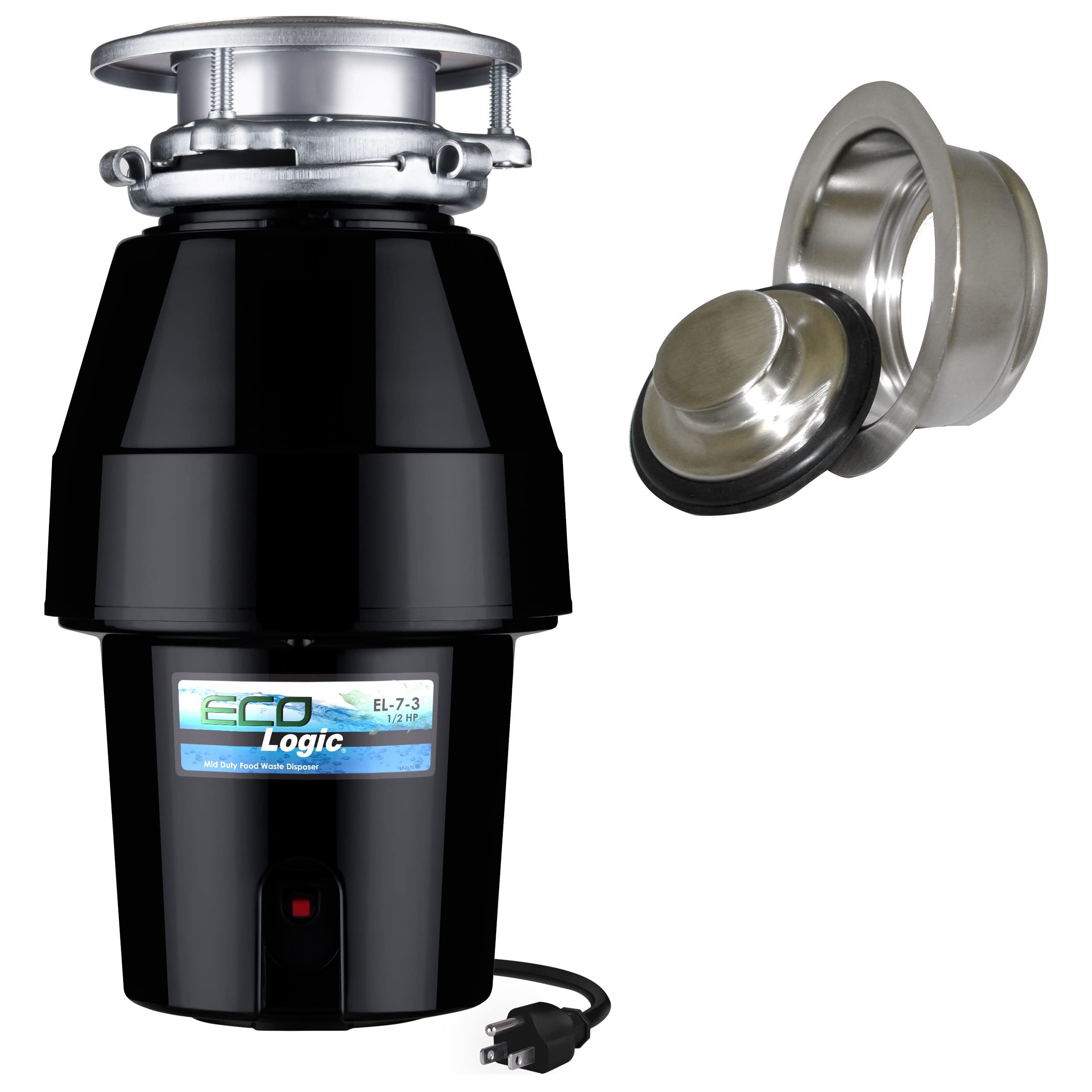 Eco Lógica el-10-ds-bk 10 funda serie con triturador de desperdicios Negro fregadero brida, 1 – 1/4 HP