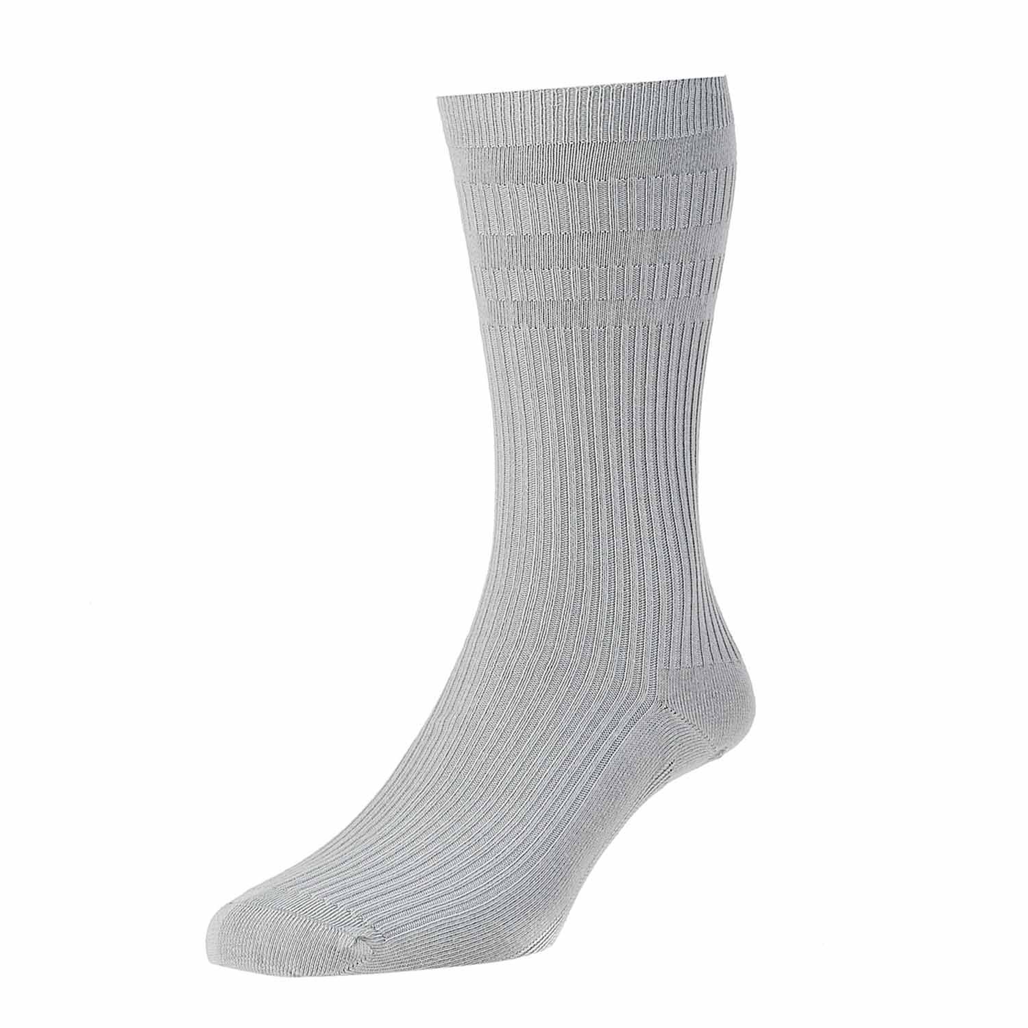 HJ91 Hall MENS SOFTOP No Elastic Cotton Rich Socks 6-11 3pk All Silver