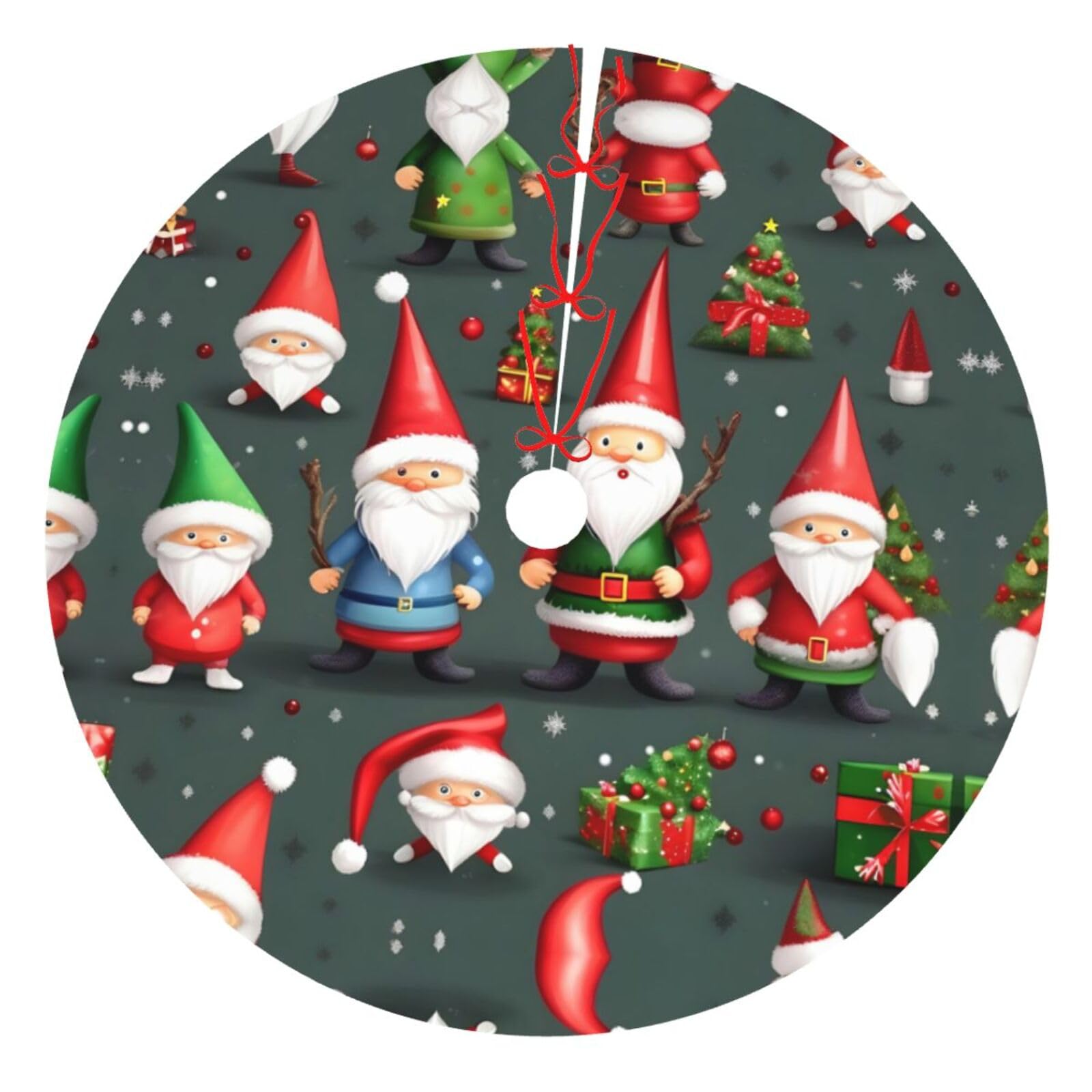 Jupe sapin de Noël imprimé haute définition tapis de fête nains