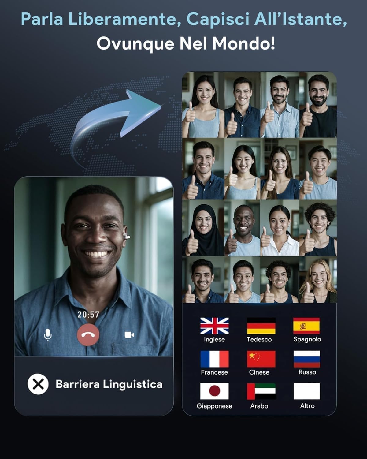 Boytond Traduttore Vocale Istantaneo Multilingue - Auricolari Per Traduzione Simultanea In Tempo Reale, Cuffie Con Traduzione Multilingue Per Studio, Business e Viaggi Internazionali
