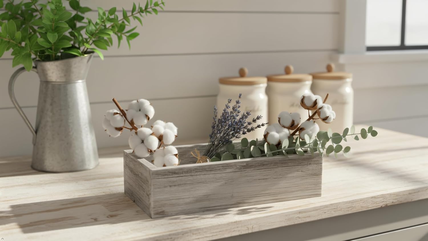 Rustic Revival | Decorative White Barnwood Box – Authentic Rustic White Weathered Wood Box for Table Decoration, Weddings, Parties & Farmhouse Home Decor – Real Wood Centerpiece Holder (Whitewash)