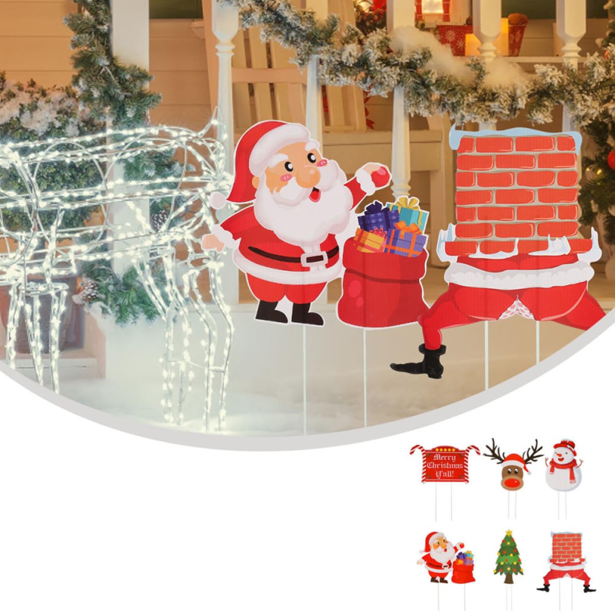 12 Pièces Panneau de Noël Inséré en Plastique pour Jardin, Décor
