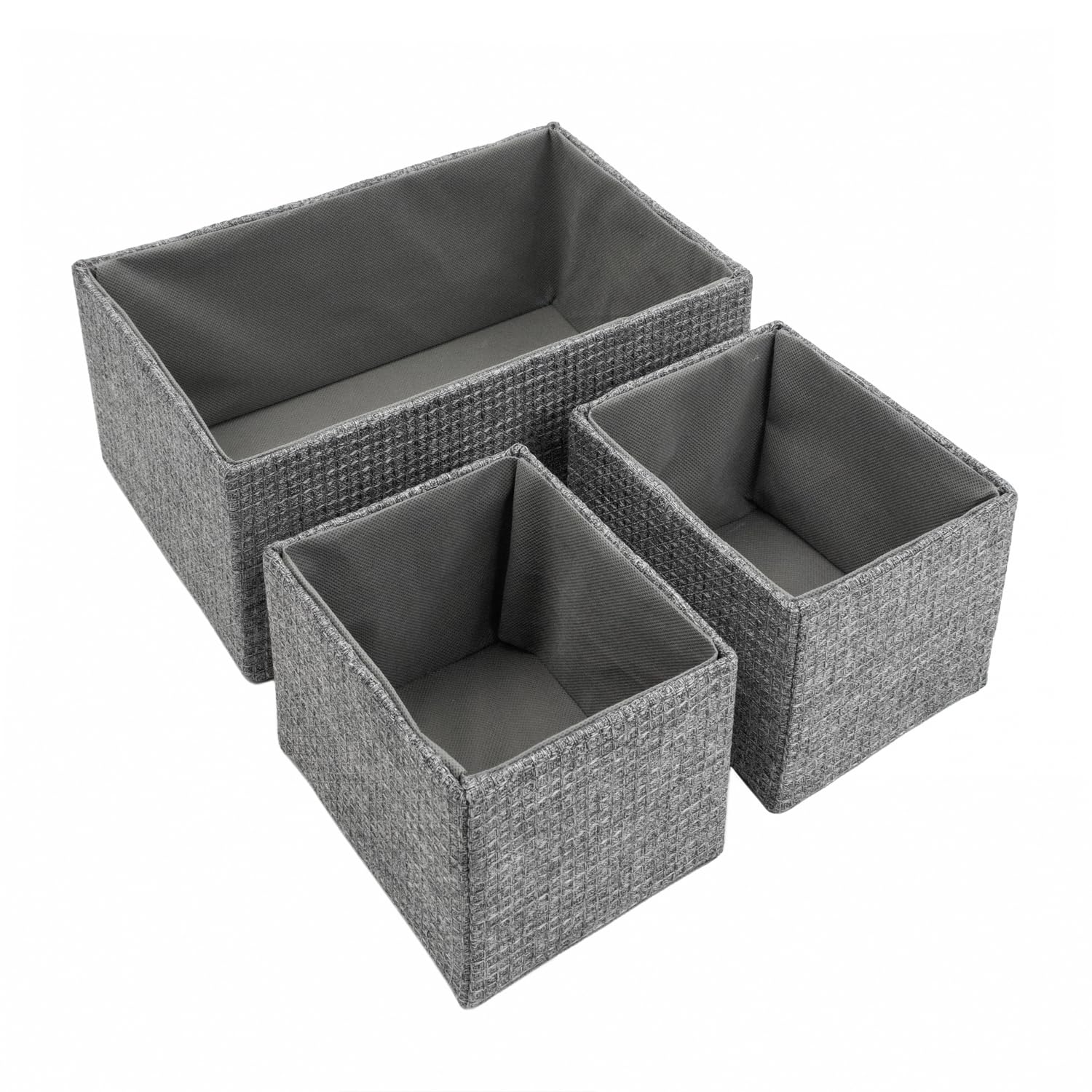 Paniers de rangement rectangulaires JVL Chroma gris contre le désordre maison