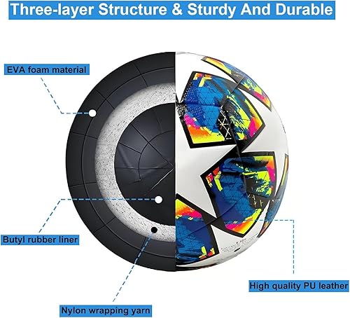 Miniatura 4 de Soccer Ball Size 5, with Pump & Needles, Outdoor Sports Official Match Soccer Ball for Adult Youth Training Practice Ball for Indoor