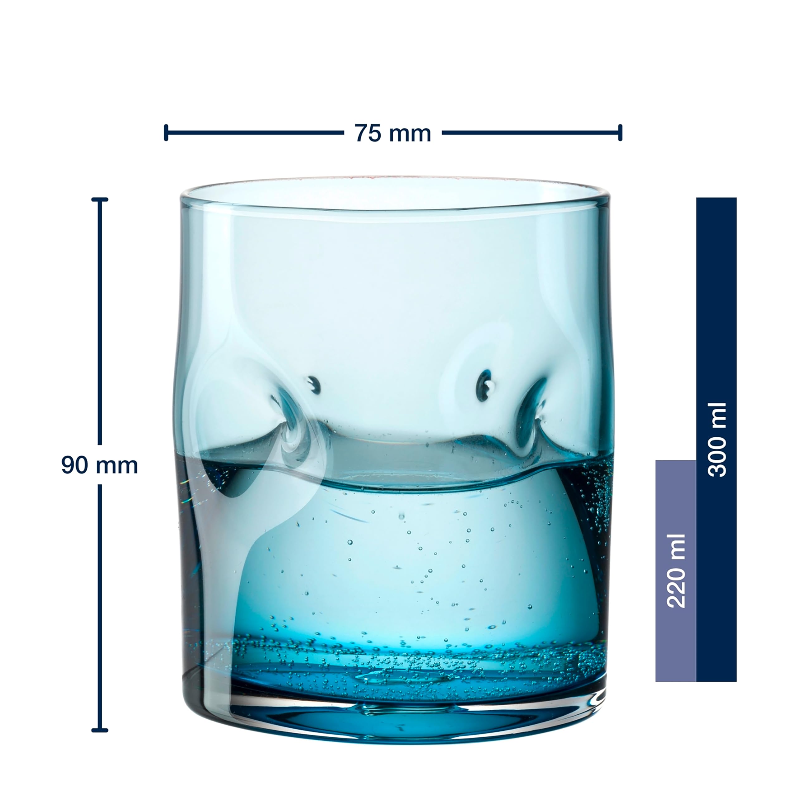 LEONARDO HOME VESUVIO Trinkglas • 4 Stück • 4 Farbgläser • Blaseneinschlüsse • Strukturoptik • Charakterstark • Getränkeglas • Wasserbecher • Softdrinks • Spülmaschinengeeignet • 300 ml • 077373
