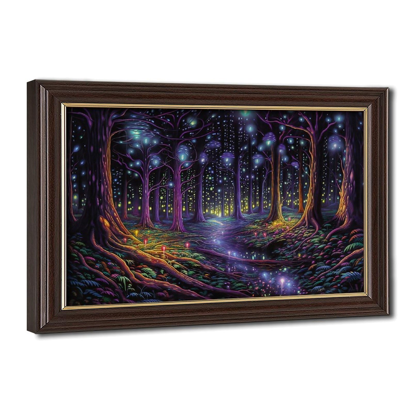 Bareronor Fireflies Illuminate Forest Canvas Poster Bedroom Decor Landscape Office Room Decor Gift 12" L X 18" W