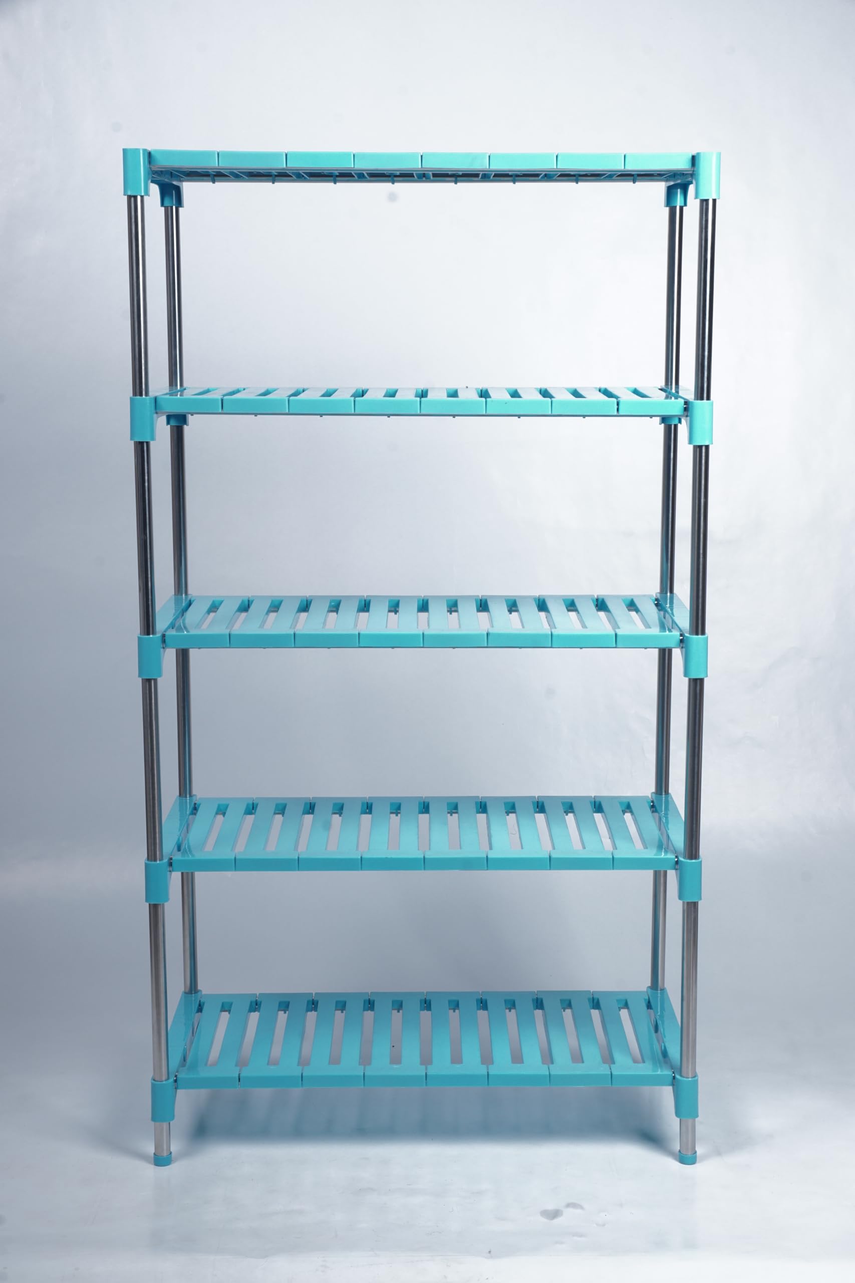 HOUSEOMATIC 5 Layer Stainless Steel Multifunctional/Multipurpose Storage Shelves/Rack/Stand for Home/Office/Kitchen/Balcony/Bathroom/Study Room (Cyan Blue)-image-22