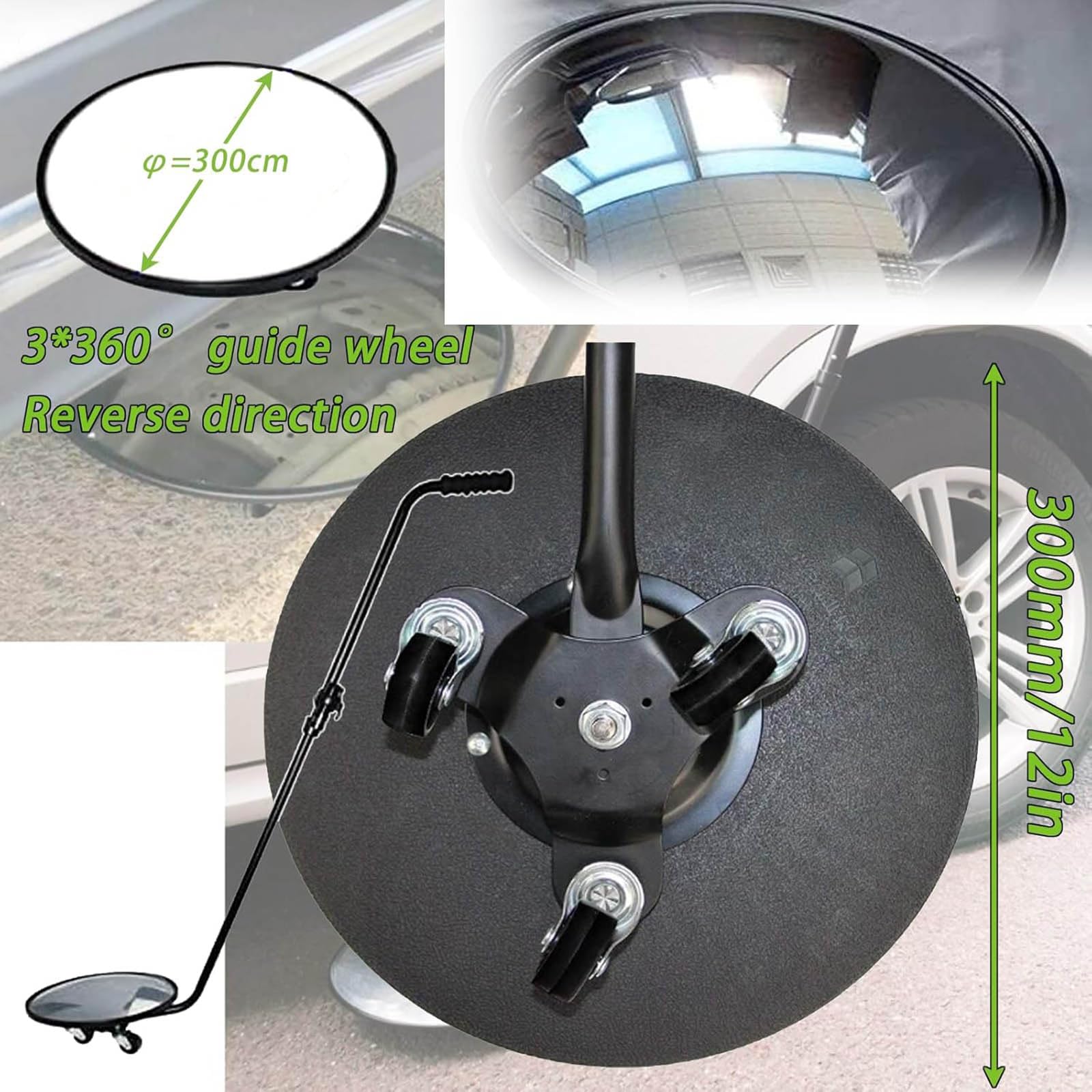 Inspektionsspiegel für Fahrzeuge, Teleskop-Unterbodenspiegel, 50–130 cm verstellbar, LED-Beleuchtung, für Pkw, Busse und LKW