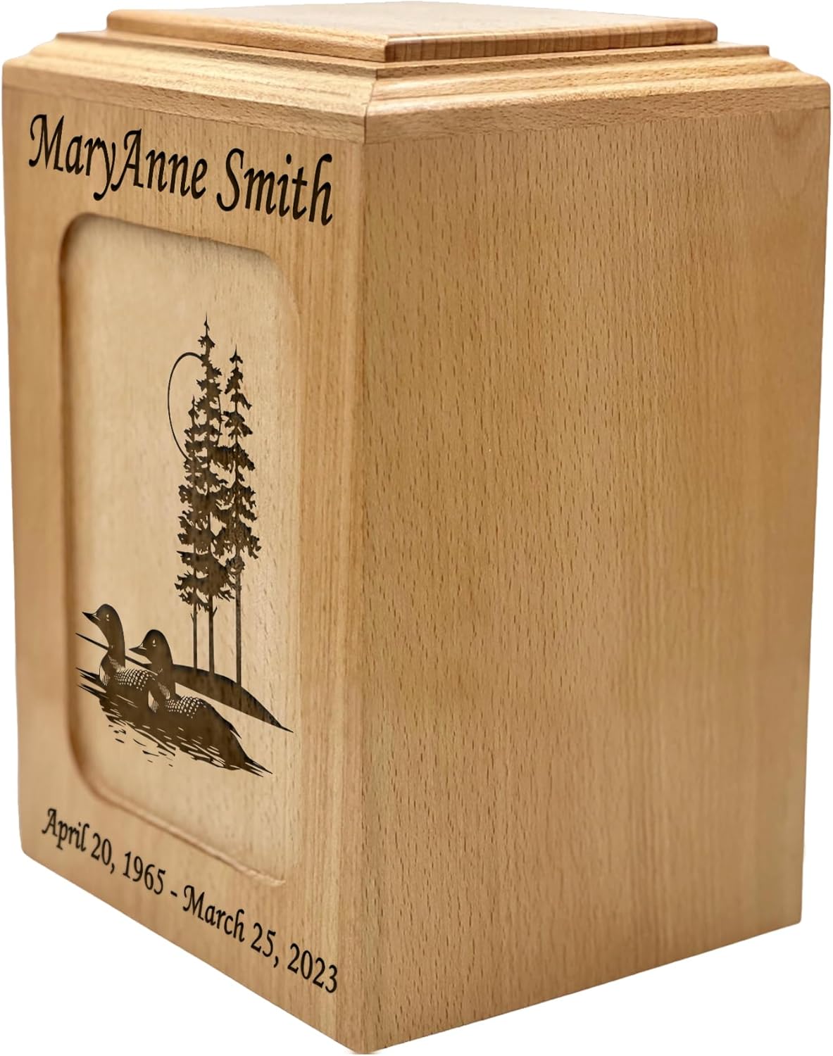 Wooden Funeral Cremation Urn, Personalized Wood Urn for Human Ashes, Custom Urn (Duck)