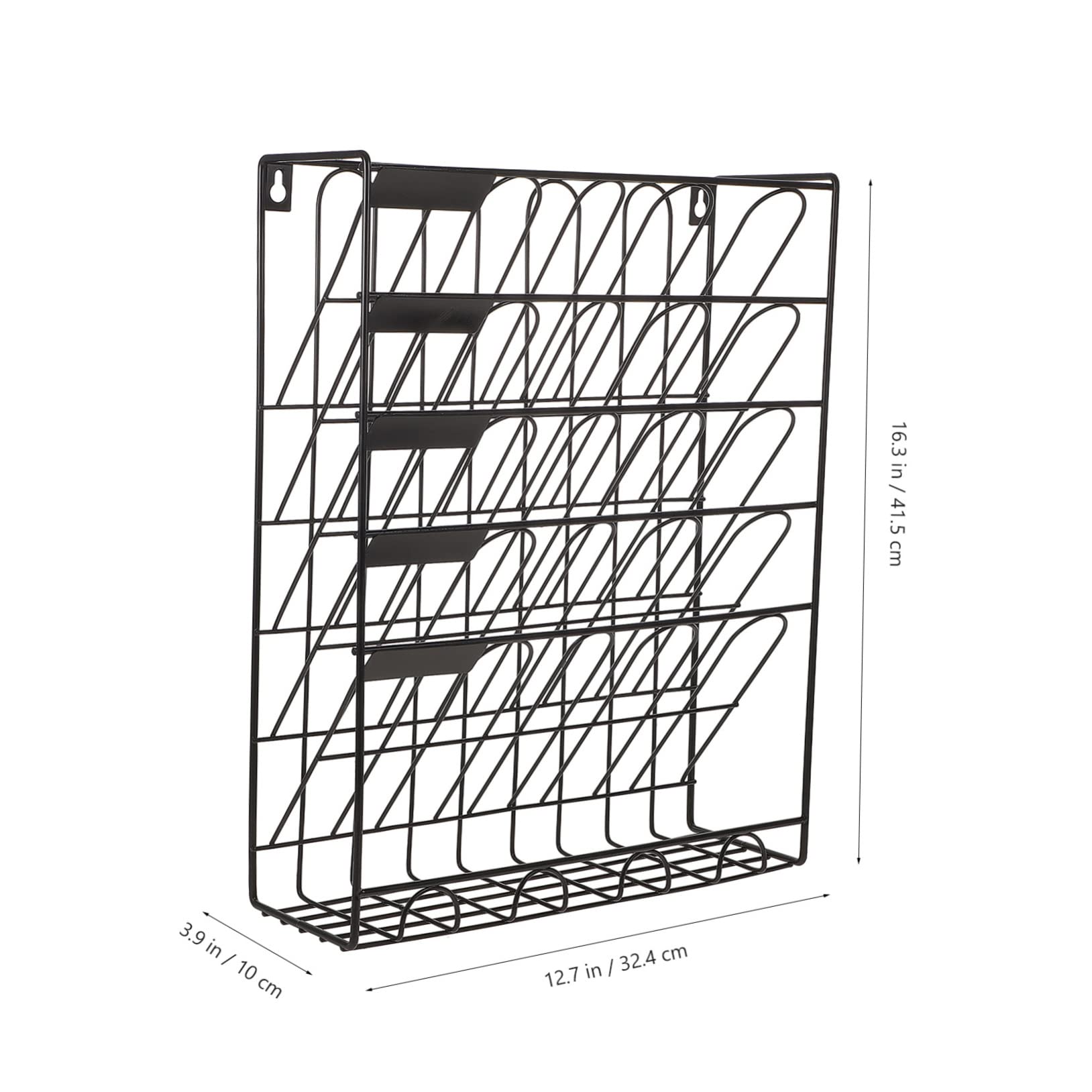 PLAFOPE Organisateur de Courrier Mural en Fer Noir, Range Revues Compact et Gain de Place, pour Bureau et École, Étagère à Documents Pratique et Solide