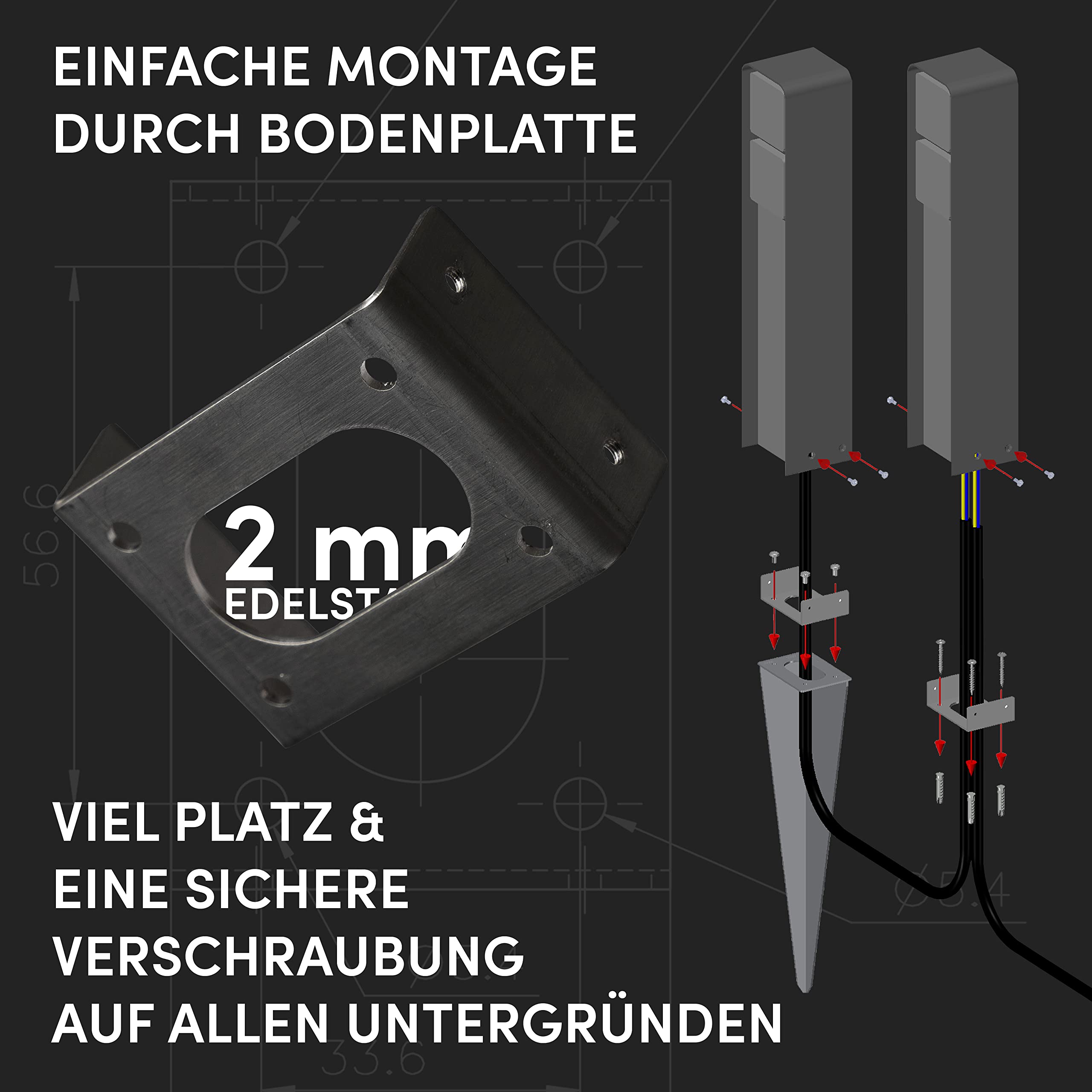 Steckdosensäule (Anthrazit) | Außensteckdose wetterfest IP55, Edelstahl, Modernes Design & Premium Qualität
