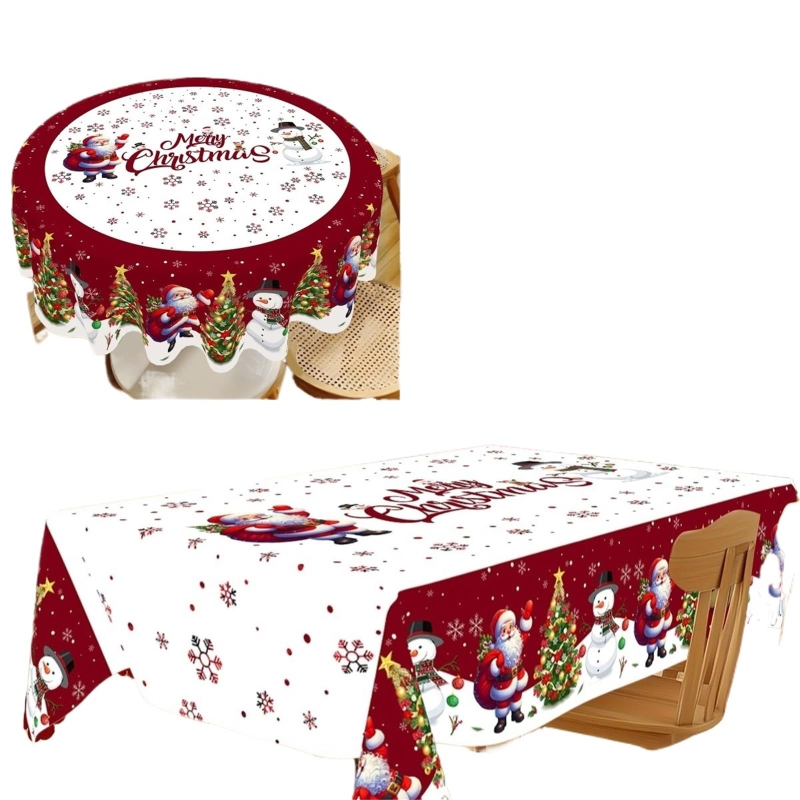 LYXYGMV Tablecloth Santa Snowman Table Cover Party Decorations For Home Navidad Notal Noel Xmas Ornaments for Dining Room(140 * 180cm)
