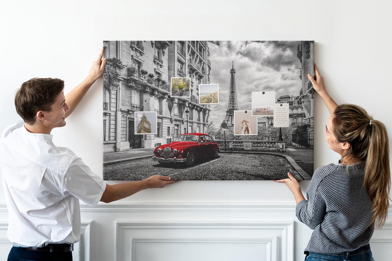 Lavagna murale in sughero orizzontale | bacheca per organizzazione scuola ufficio casa | fissare appunti foto documenti promemoria e progetti - 120x80 - metallico - Vecchia macchina in città