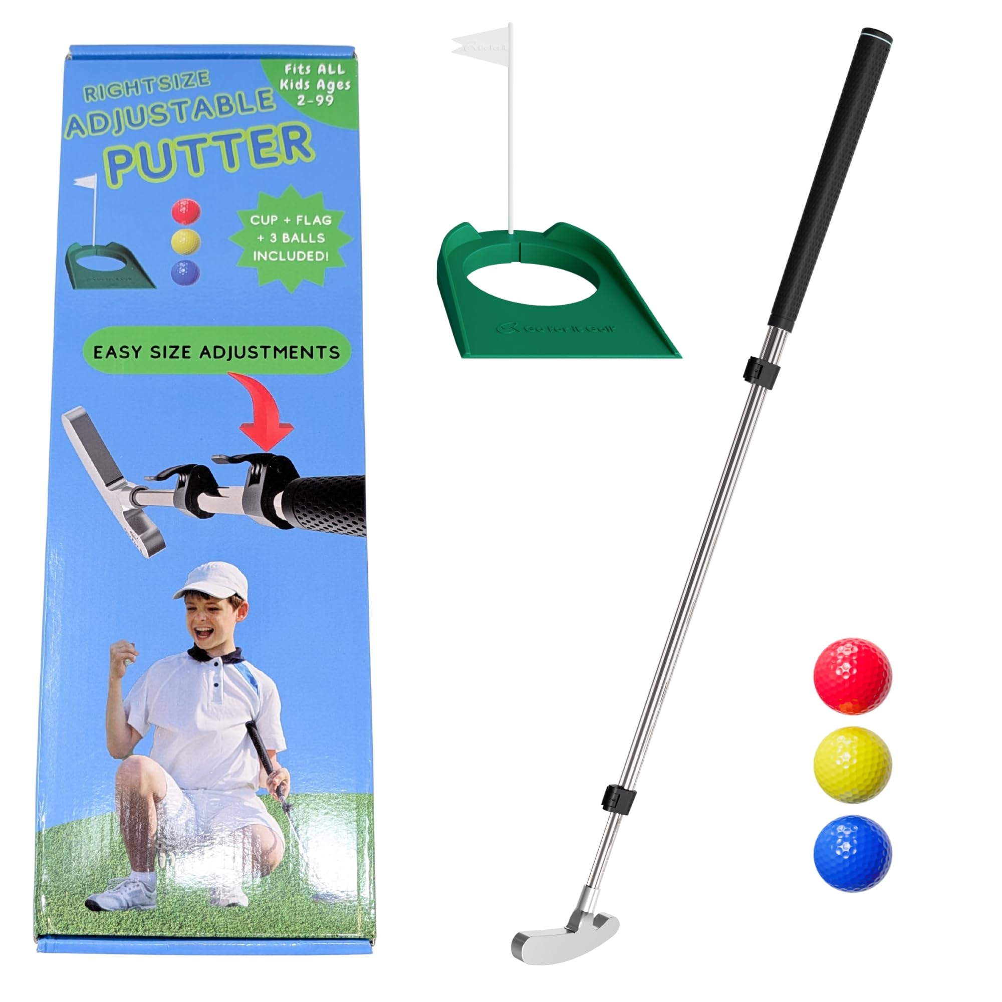 Go For It Golf Putter para niños con Eje Extensible, tamaño Ajustable para golfistas Juveniles, Club de Entrenamiento Ideal para niños y jóvenes