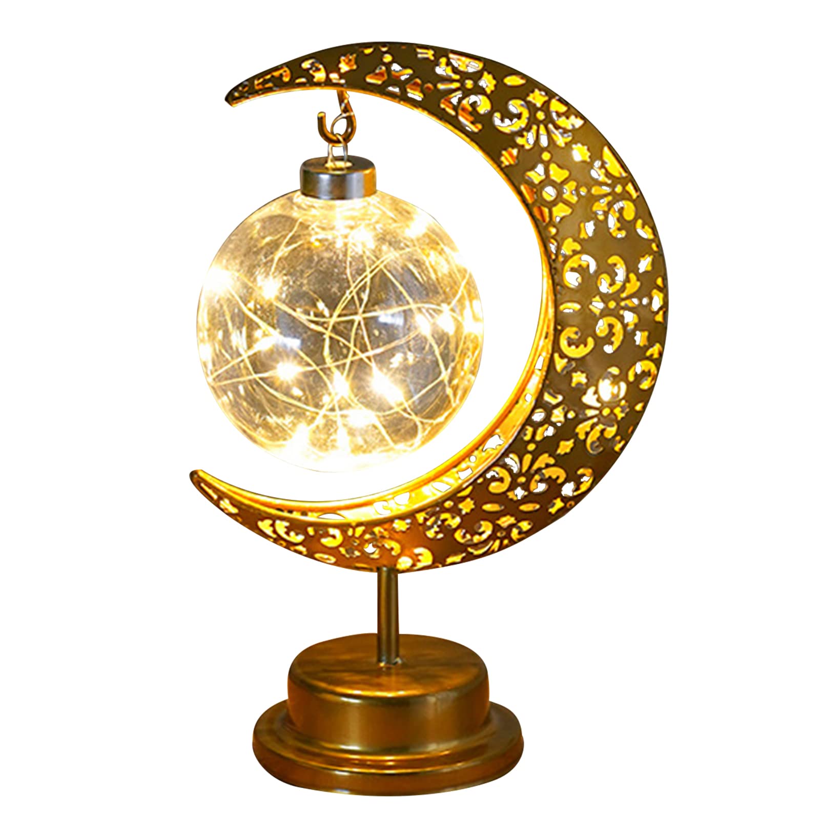 B Ramadan Modeling Lamp Wrought Iron Hollow Moon Decorative Nightlight Attery Powered Gifts Home Edroom Decoration