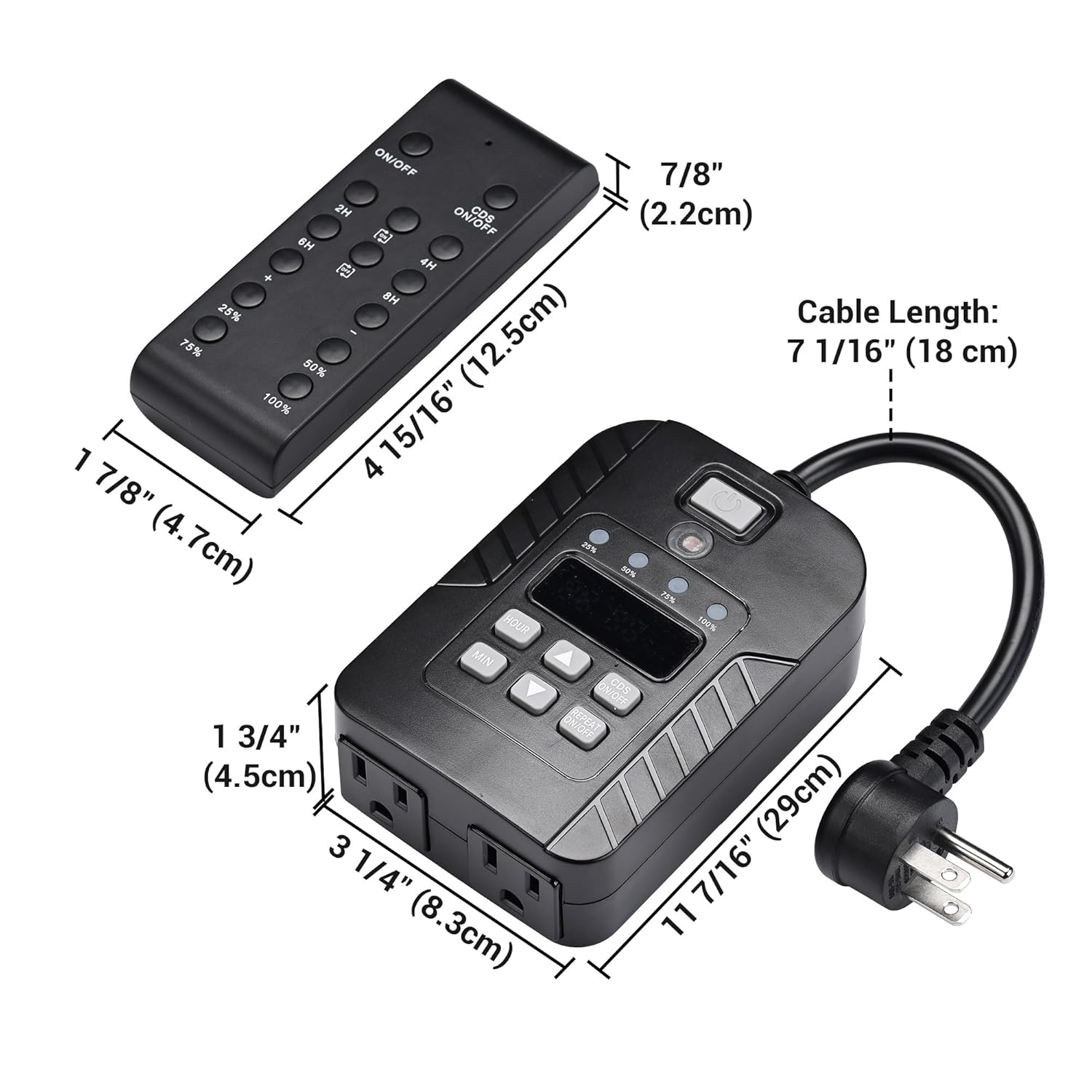 Yescom Outdoor Dimmer for String Lights 600W with 100FT Wireless Remote Control & Timer Dusk-to-Dawn 24H,IP44 Waterproof FCC ETL Listed for Led Lights Patio Lamps