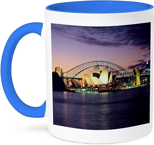 3dRose mug_66291_6 "Sydney, Australia purple and pink sunset" - Taza de dos tonos, 11 onzas, multicolor