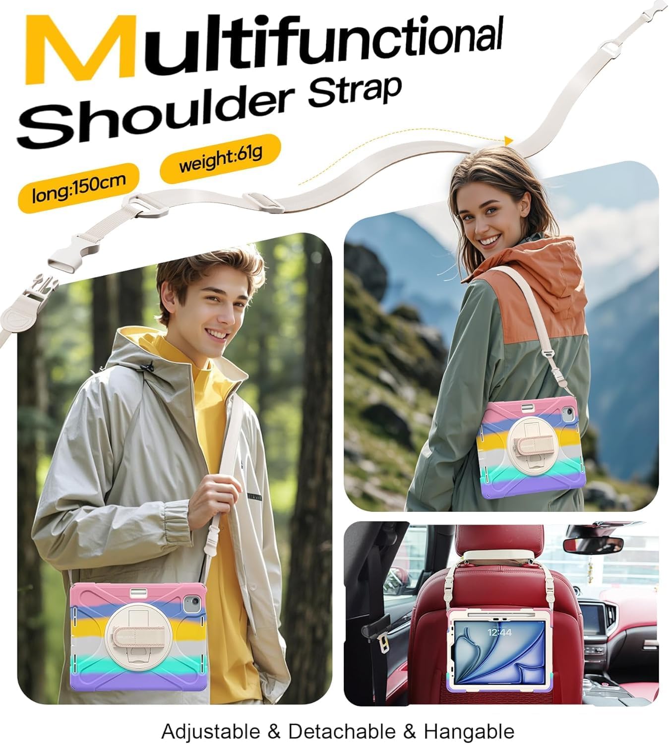 BRAECN for iPad Air 11 Inch M3/M2 (6th Gen) 2025/2024,iPad 5th/4th Gen 10.9 inch Case,Shockproof Silicone with Screen Propector/Pencil Holder, Kickstand, Hand Strap -Colorful Pink