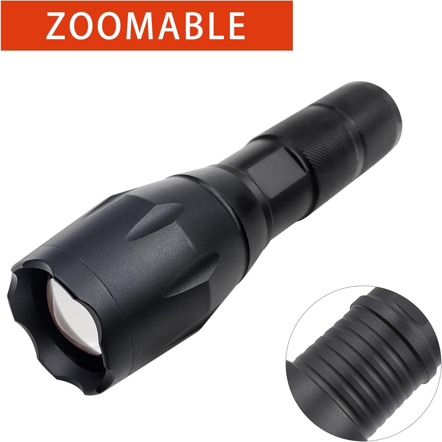 LED Flashlight, Zoomable Flashlight with Red Green Filters for Hunting Camping, 2-Pack