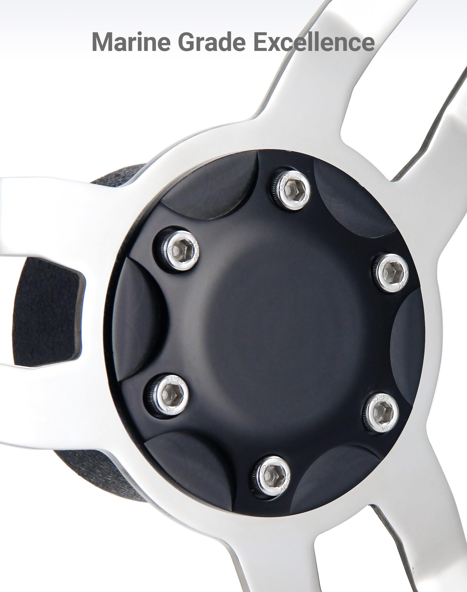 Boots-Lenkrad in Marinequalität, 34,8 cm, 3-Speichen, mit rutschfester PU-Schaum-Abdeckung, Power-Grip-Knopf und Aluminium-Montagebasis, salzwasserbeständig, universelle Passform für Boote