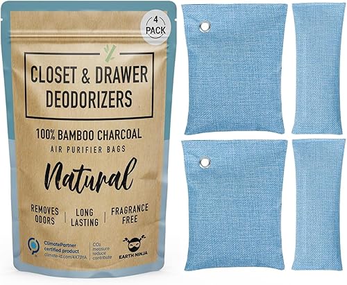 Miniatura 1 de Bolsas desodorantes para armario y cajones (paquete de 4)  Absorbe y elimina naturalmente los olores del armario, 2 desodorantes de armario XL y