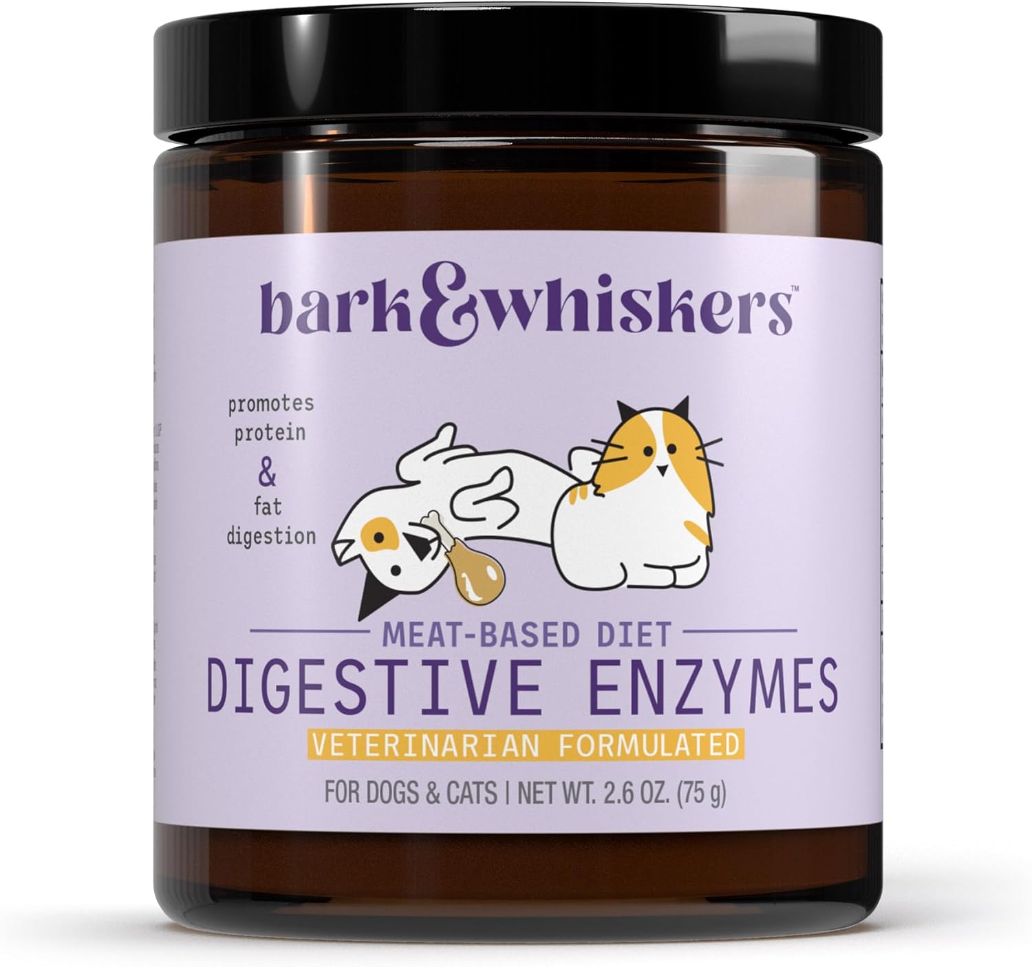 Bark & Whiskers Digestive Enzymes Meat-Based Diet for Dogs & Cats, 2.6 oz. (75 g), Promotes Protein & Fat Breakdown, Vet Formulated, Dr. Mercola
