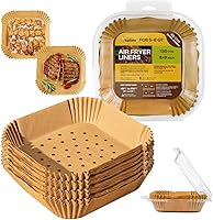 Vista 12 de Katbite Forros desechables para freidora de aire – Forros cuadrados antiadherentes de papel para freidora de aire de 8 pulgadas, papel pergamino sin