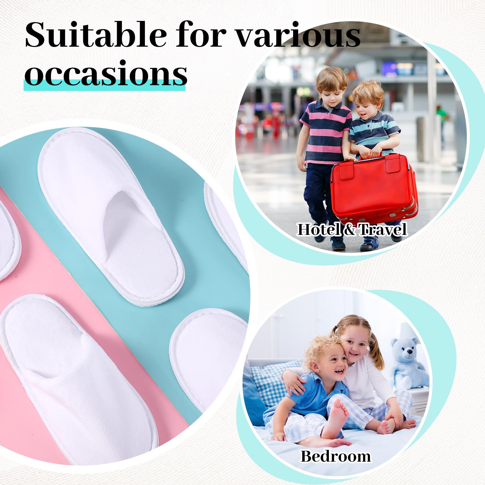 Twistover 6 pares de pantuflas desechables para niños con puntera