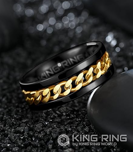 Miniatura 3 de King Ring Anillo giratorio de 0.315 pulgadas Anillo de cadena para hombres y mujeres, anillo giratorio de acero inoxidable, Fidget Spinner, anillos