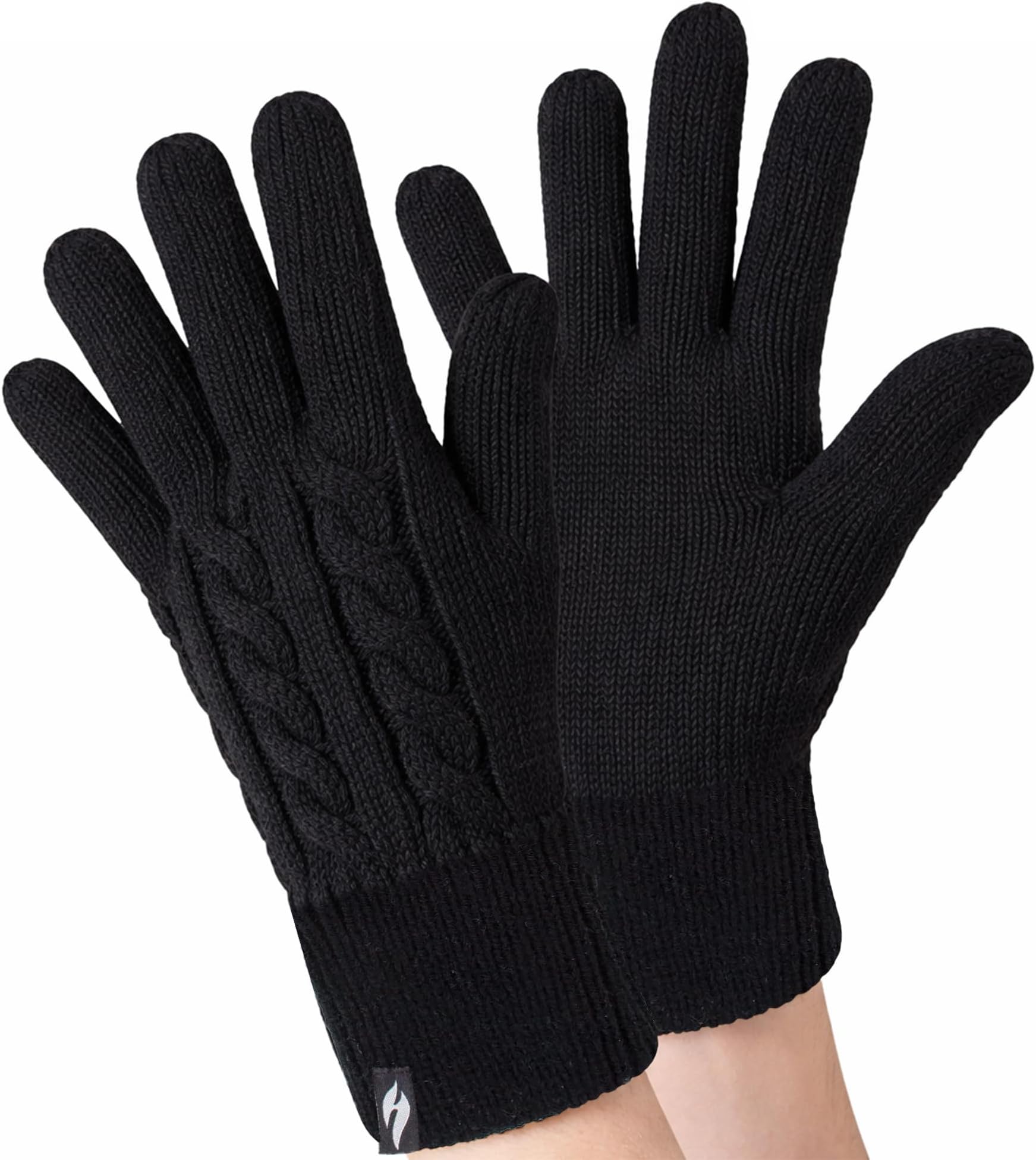 HEAT HOLDERS - Ladies Cute Striped Fairisle Warm Knitted Fleece Lined Winter Thermal Gloves