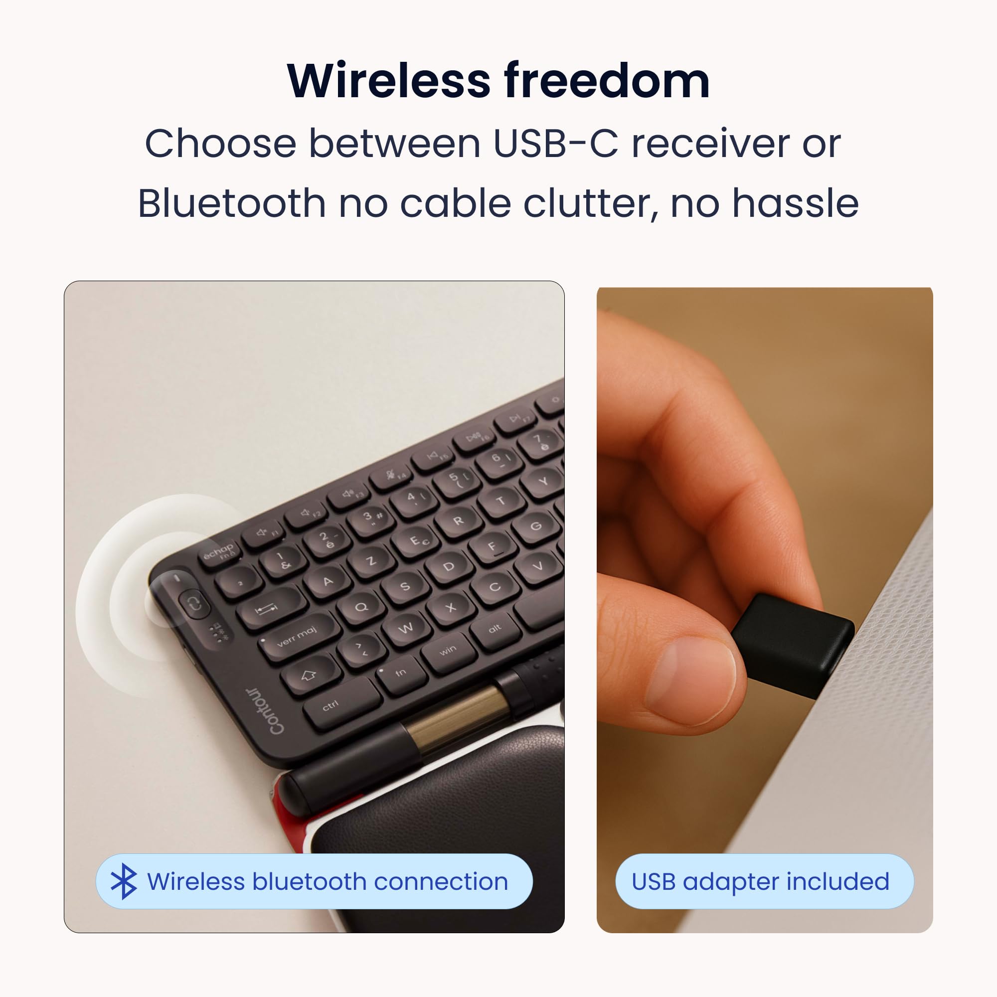 Contour Balance Keyboard | Tastiera compatta, tastierino numerico, digitazione confortevole per casa e ufficio, compatibile con Windows e Mac - Black - Wireless - PN Layout