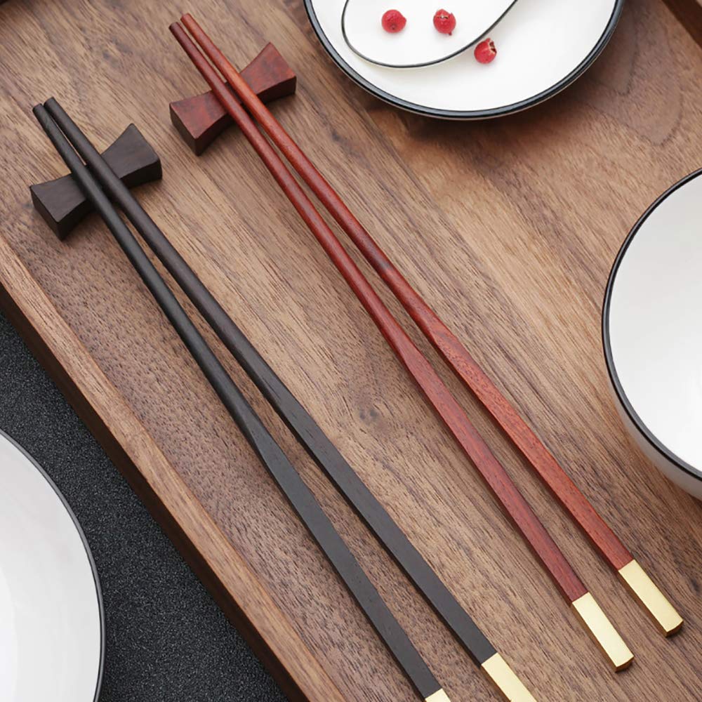 Paar Wiederverwendbare Essstäbchen, spülmaschinenfest, natürliches Holz, 25 cm, chinesische Essstäbchen mit Halter, Klassische Essstäbchen für Sushi-Nudeln, Hot Pot-C-25 cm (B 25 cm)