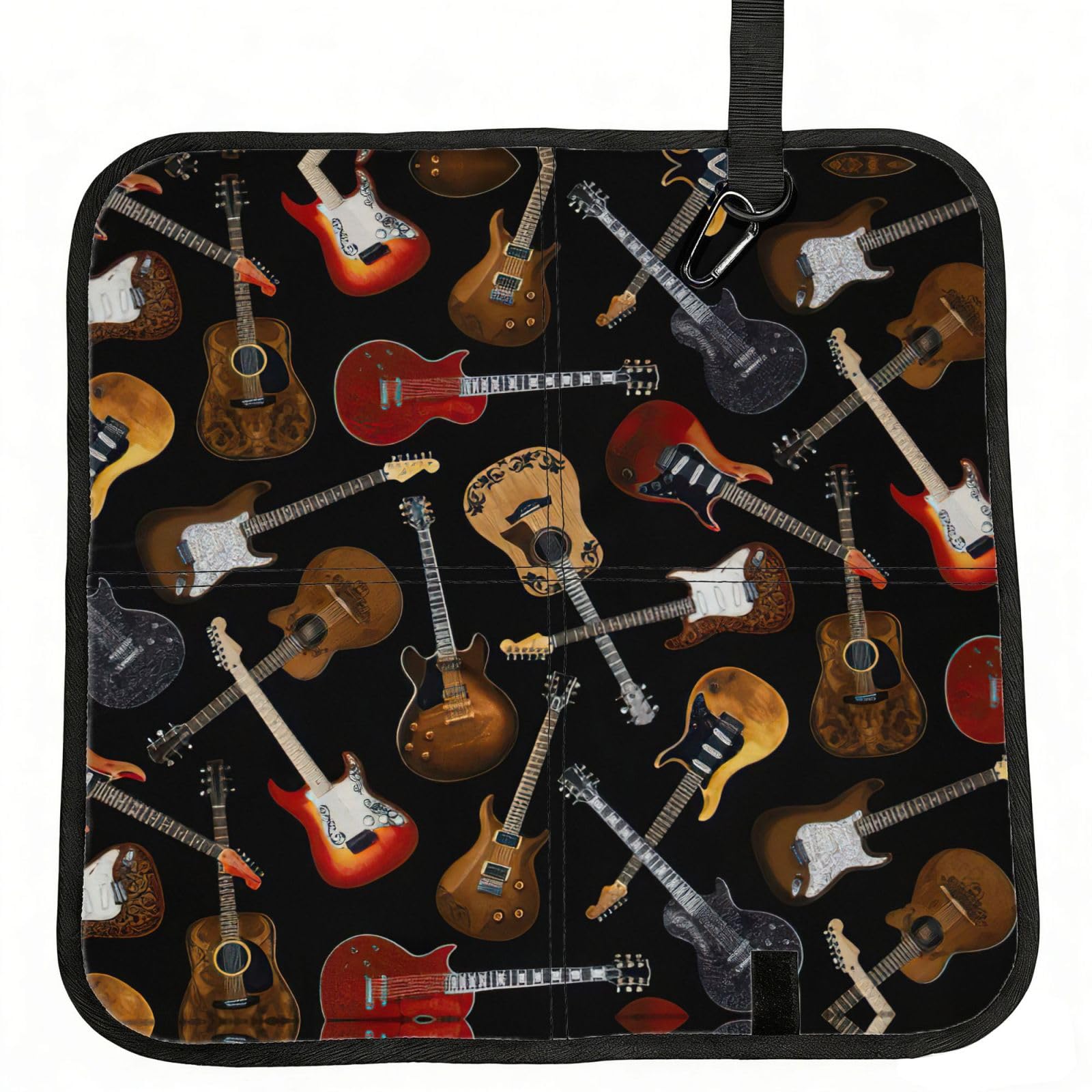 DEXNEL Guitars Print Foldable Seat Cushion Portable Stadium Pad Waterproof Outdoor Camping Mat 15.8 X 15.8 Inches