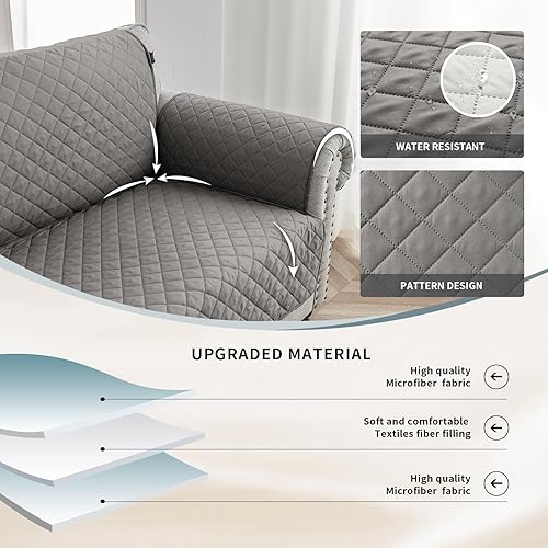 Miniatura 6 de UNBBRRL Funda de sofá reversible para perros y gatos, funda impermeable para muebles para mascotas y niños, protector de sofá con correas elásticas