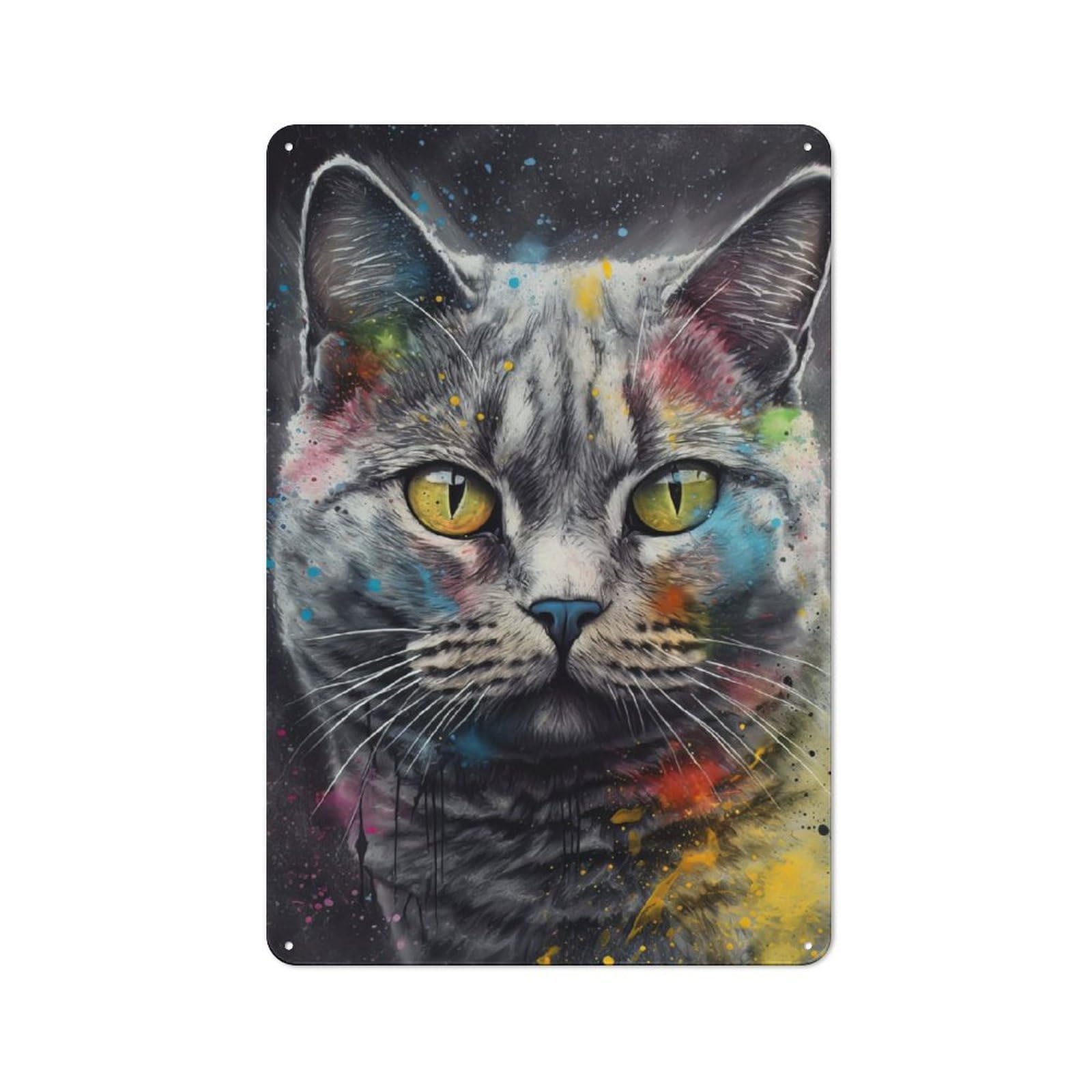 Junmoney British Shorthair Painting Retro Tin Sign 30X20cm For Workshop Wall, For Collectors Of Retro Metal Wall Decor