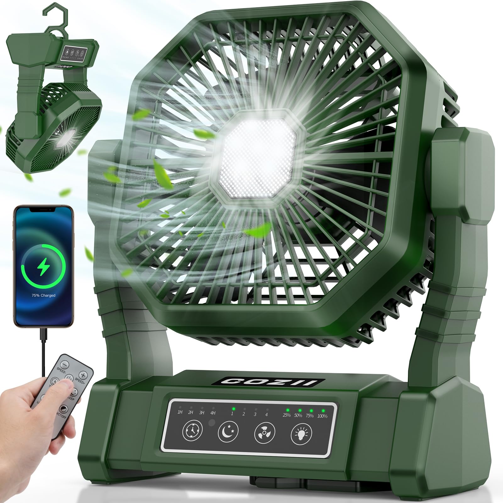 憧れキャンプ 扇風機 充電式 卓上扇風機 7000mAh大容量電池 自動首振り
