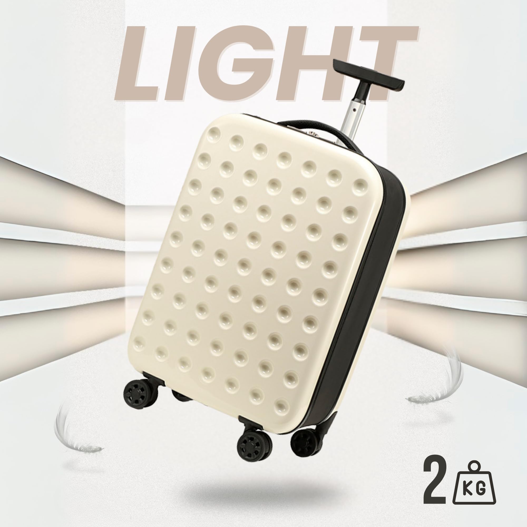 MAGIC SELECT Maleta de Cabina ABS Plegable, 55 CM, 45L | Trolley Rígida, 4 Ruedas Dobles, Mango Telescópico, Incluye Candado de Combinación