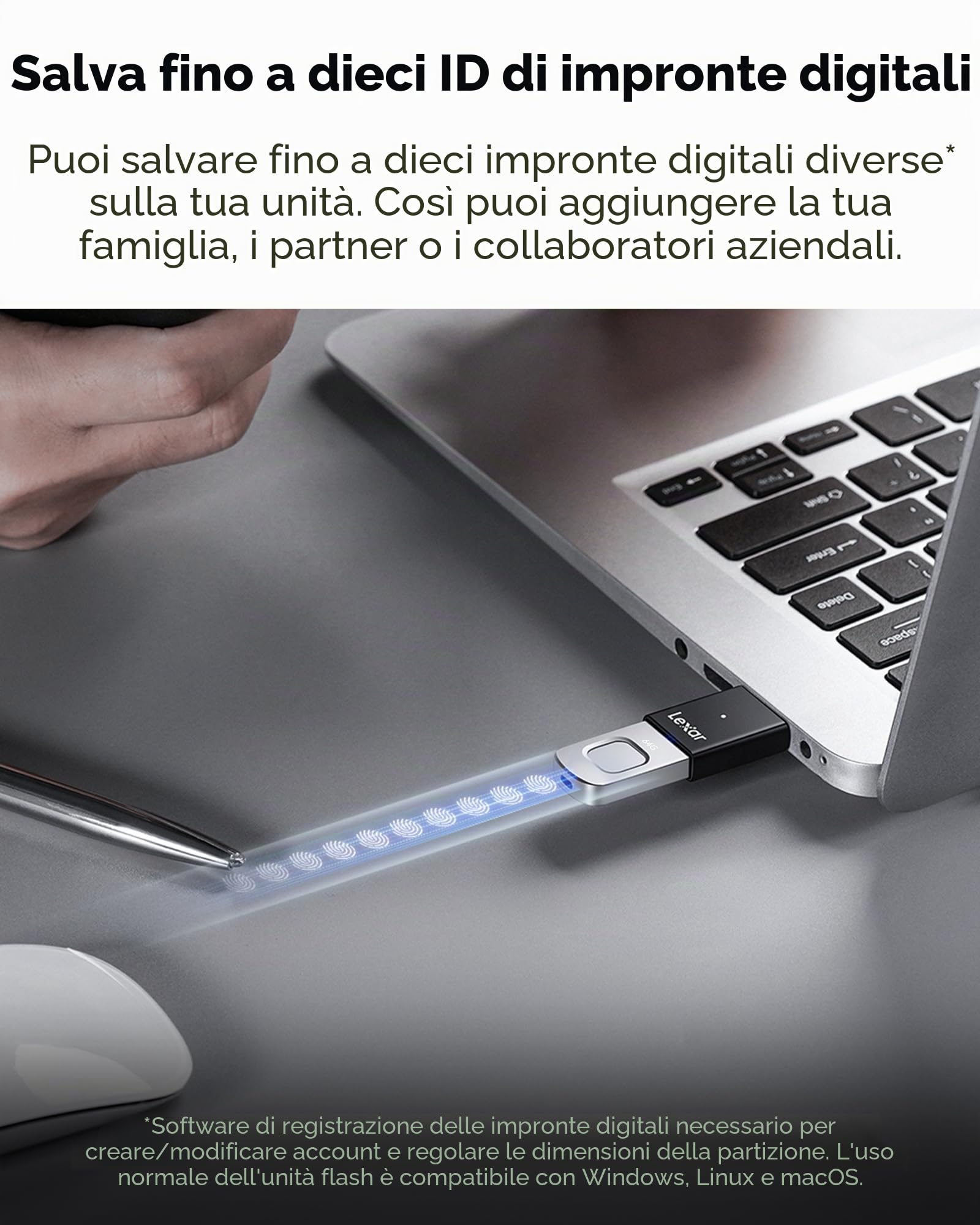 Lexar Chiave USB F35 Pro Fingerprint 64GB