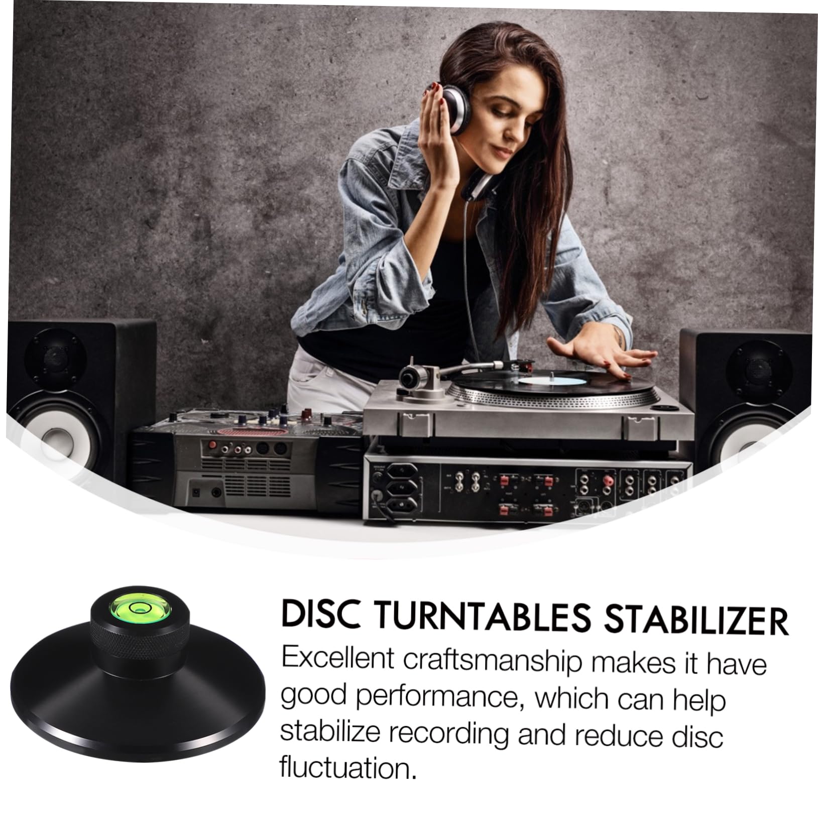 Gatuida Stabilizzatore Disco Metallico Bilanciato in Lega di Alluminio Aeronautico Clamp per Giradischi Vinile Nero, Riduce e Fluttuazioni del Disco