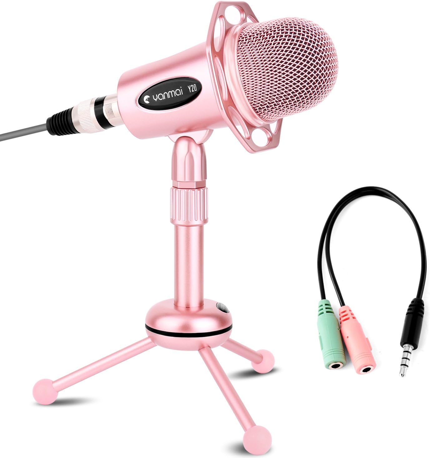 Venoro Podcast Microphone,Plug & Play Professional Condenser Microphone with Stand,Noise Reduce Omnidirectional Microphone for Gaming,Recording,Streaming,Podcasting,Compatible for Computer Laptop