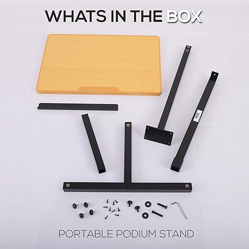 Miniatura 7 de Pyle Atril portátil de piso, podio, altura ajustable, diseño de pie constante, para profesor, conferencia, aula, soporte para libros de computadora